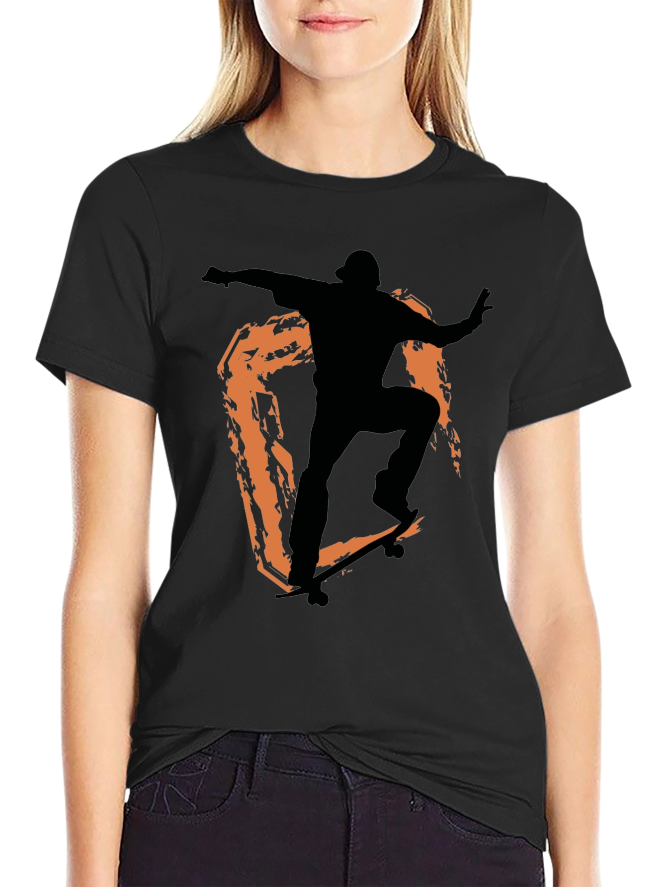 Black Skateboarder Graphic Tee - Stylish Black Cotton Shirt view 2