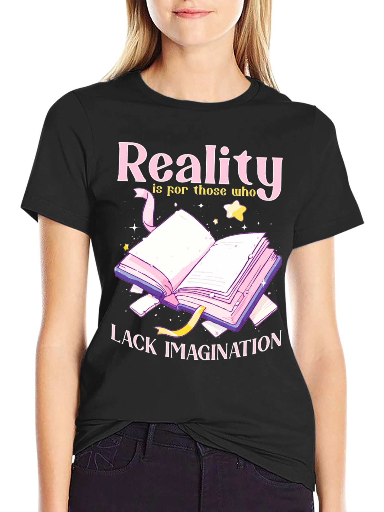 Black Reality Lacks Imagination Graphic Tee view 2