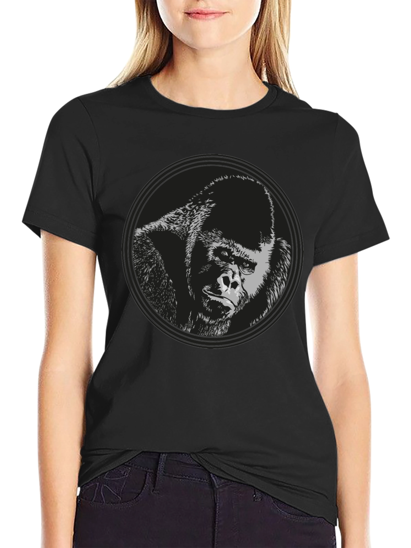 Black Gorilla Graphic Black T-Shirt view 2