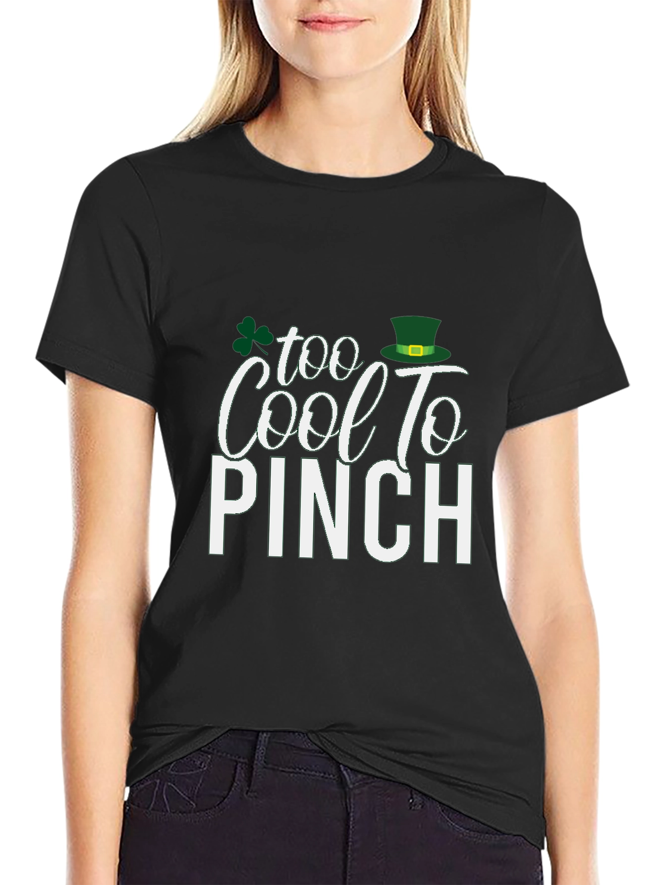 Black Too Cool to Pinch St. Patrick's Day T-Shirt view 2