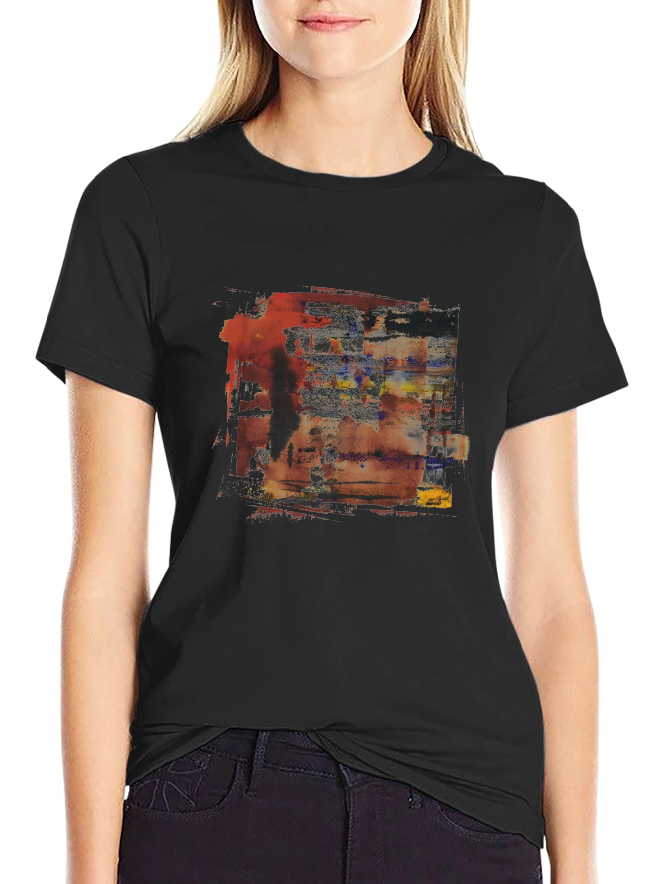 Black Abstract Art Graphic Tee - Modern Design view 2