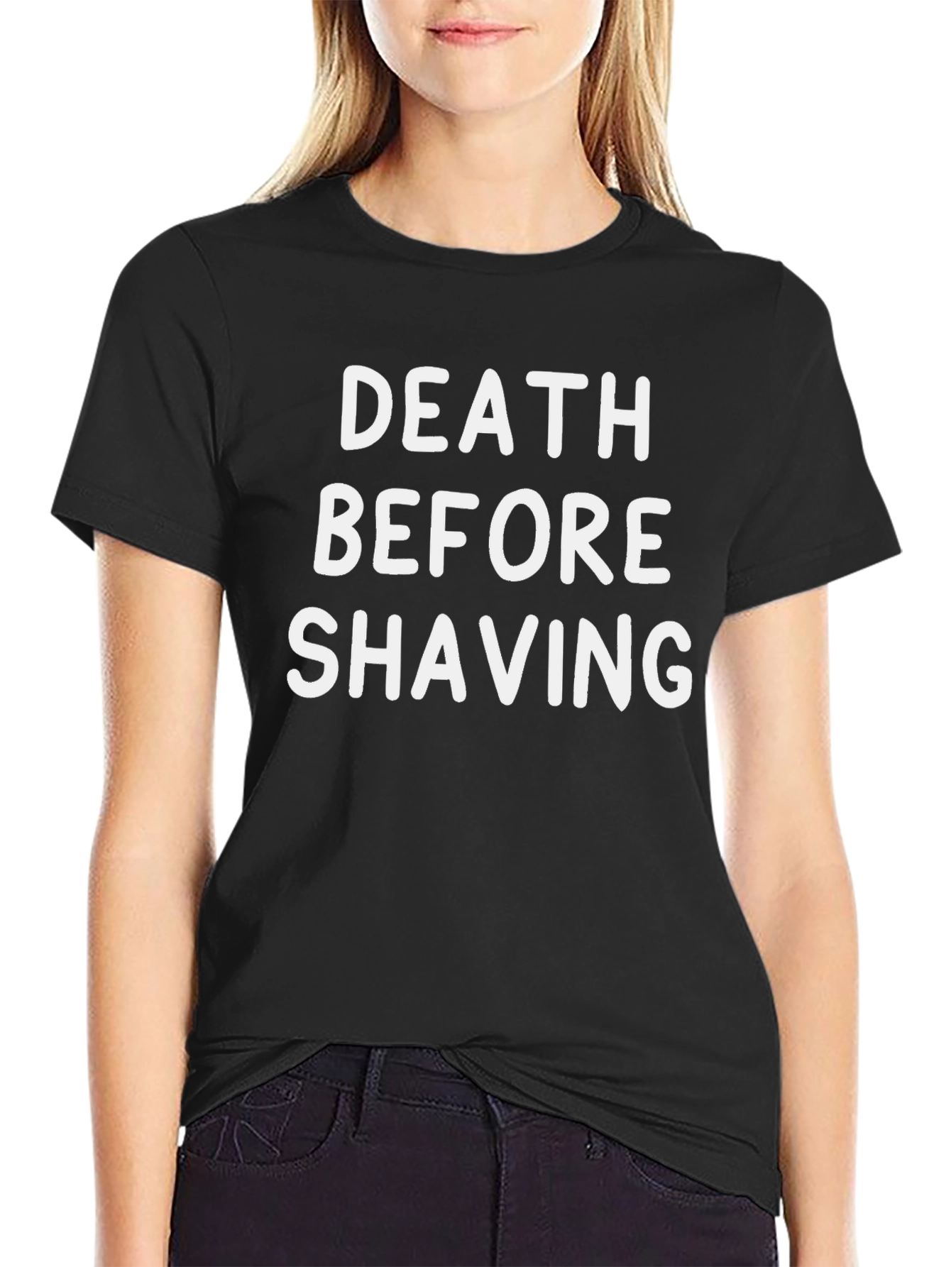 Black Death Before Shaving Graphic Tee - Black Crewneck T-Shirt view 2