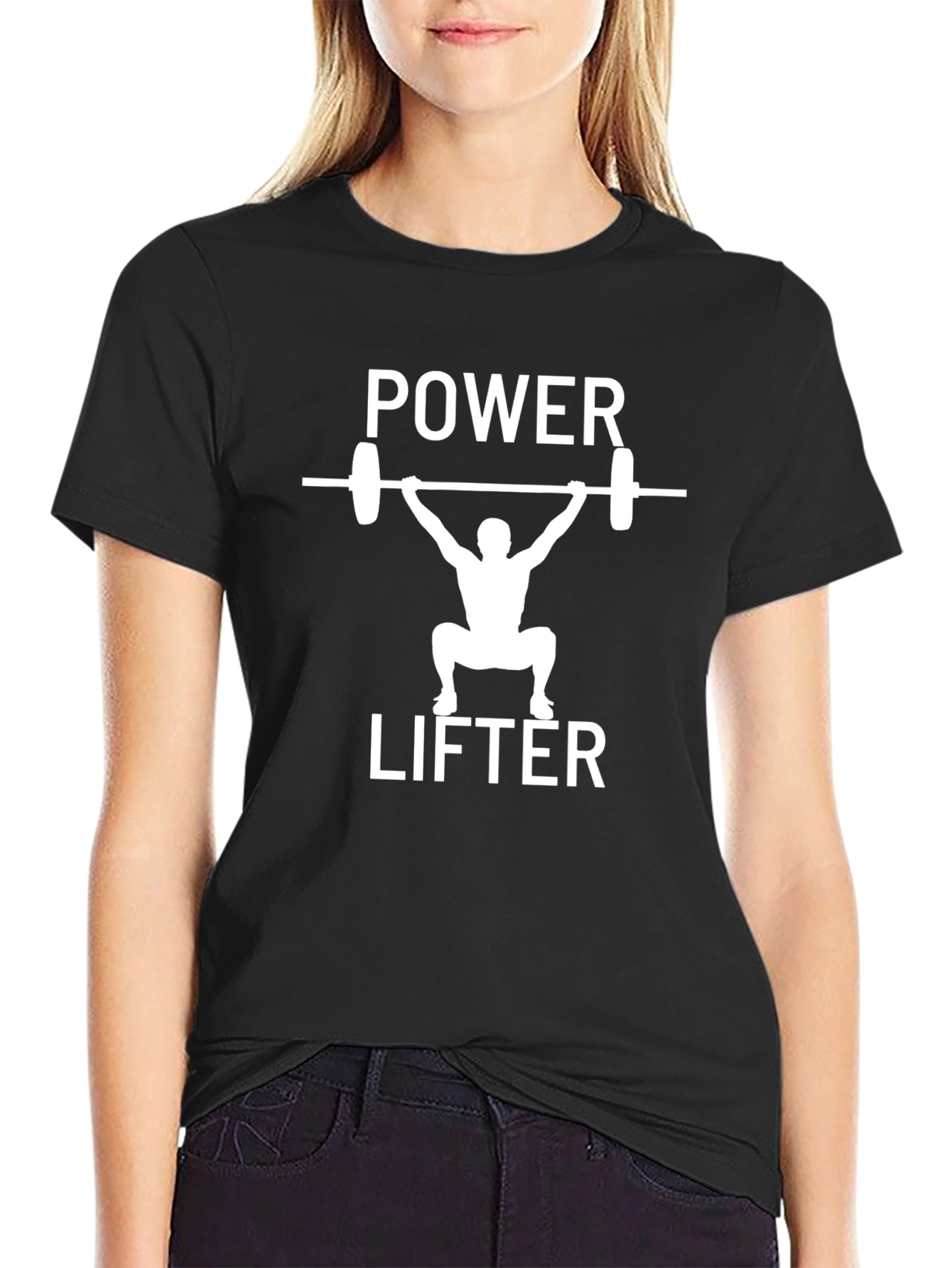 Black Power Lifter Graphic Tee - Black Fitness Shirt view 2