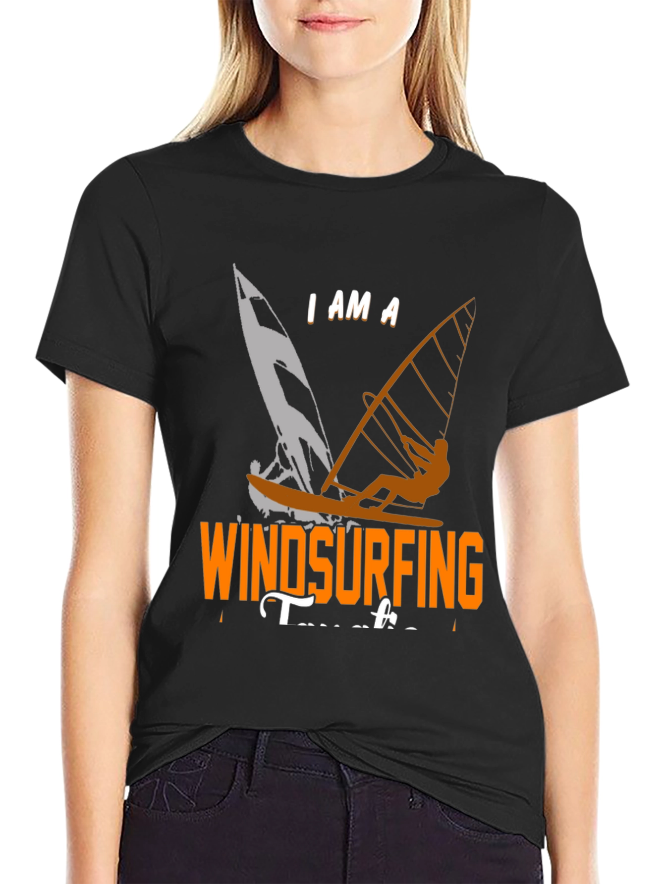Black Windsurfing T-Shirt: "I Am A Windsurfing Teacher" view 2