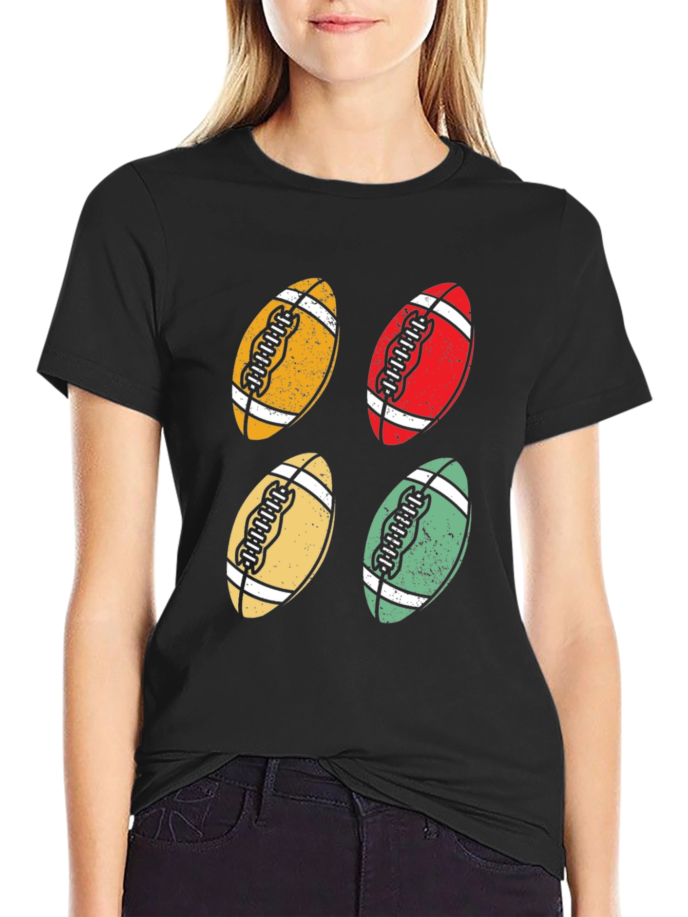 Black Retro Football Graphic Tee - Casual Style view 2