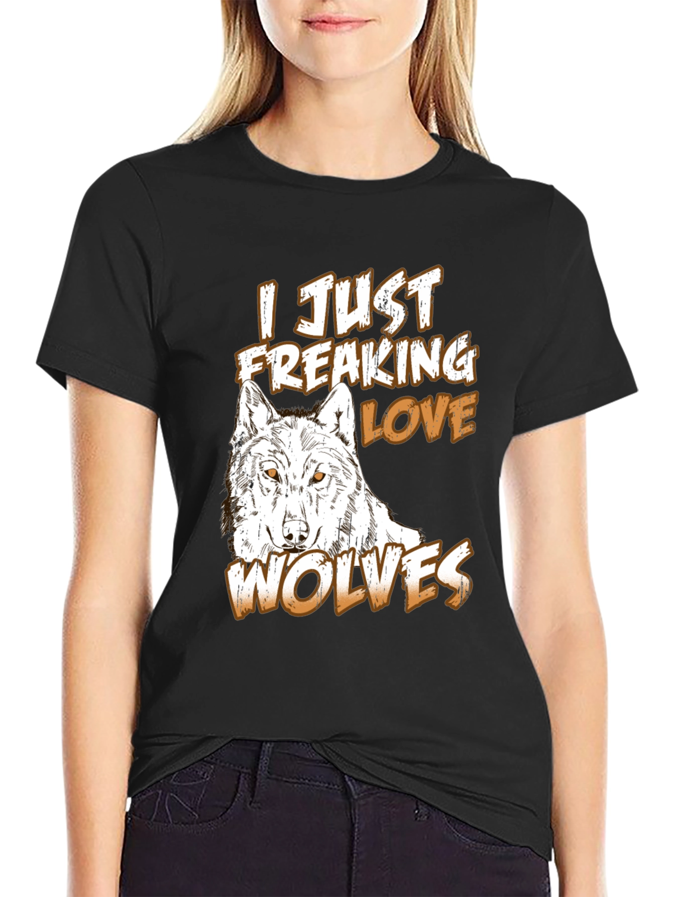 Black Wolf Lover T-Shirt - Black Graphic Tee view 2