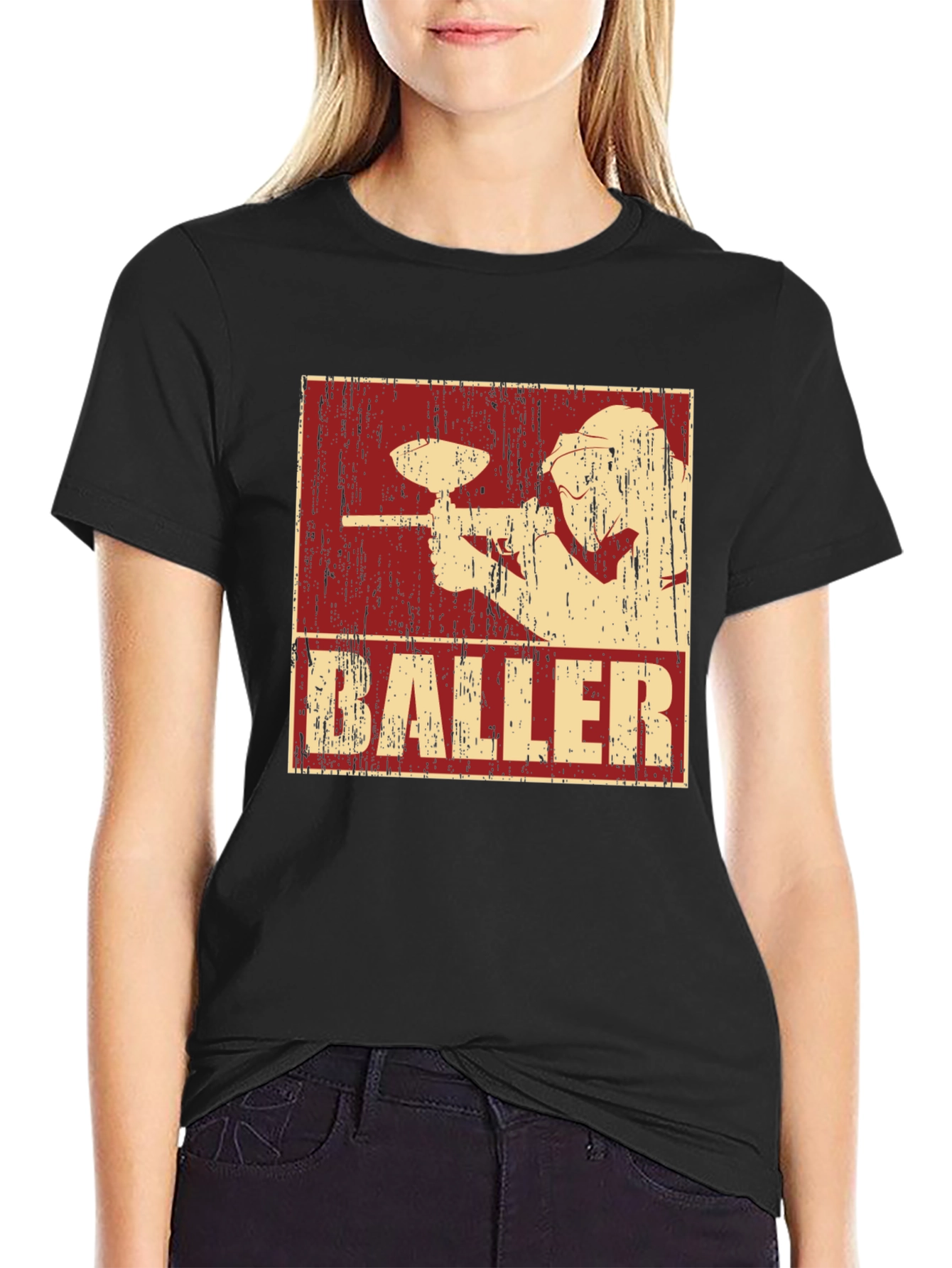 Black Baller Paintball T-Shirt - Black Cotton Graphic Tee view 2
