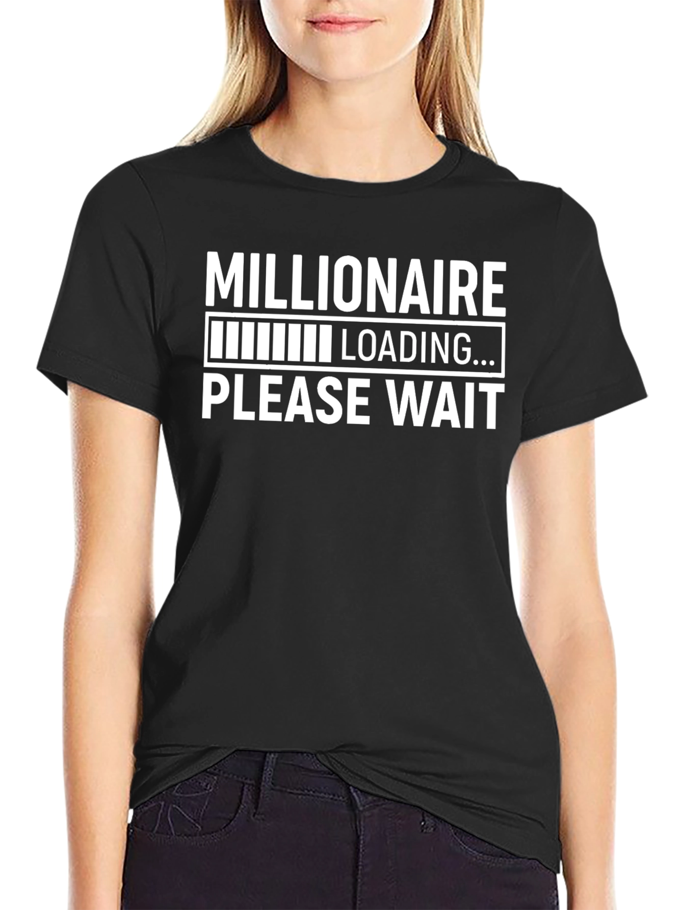 Black Millionaire Loading T-Shirt - Funny Graphic Tee view 2