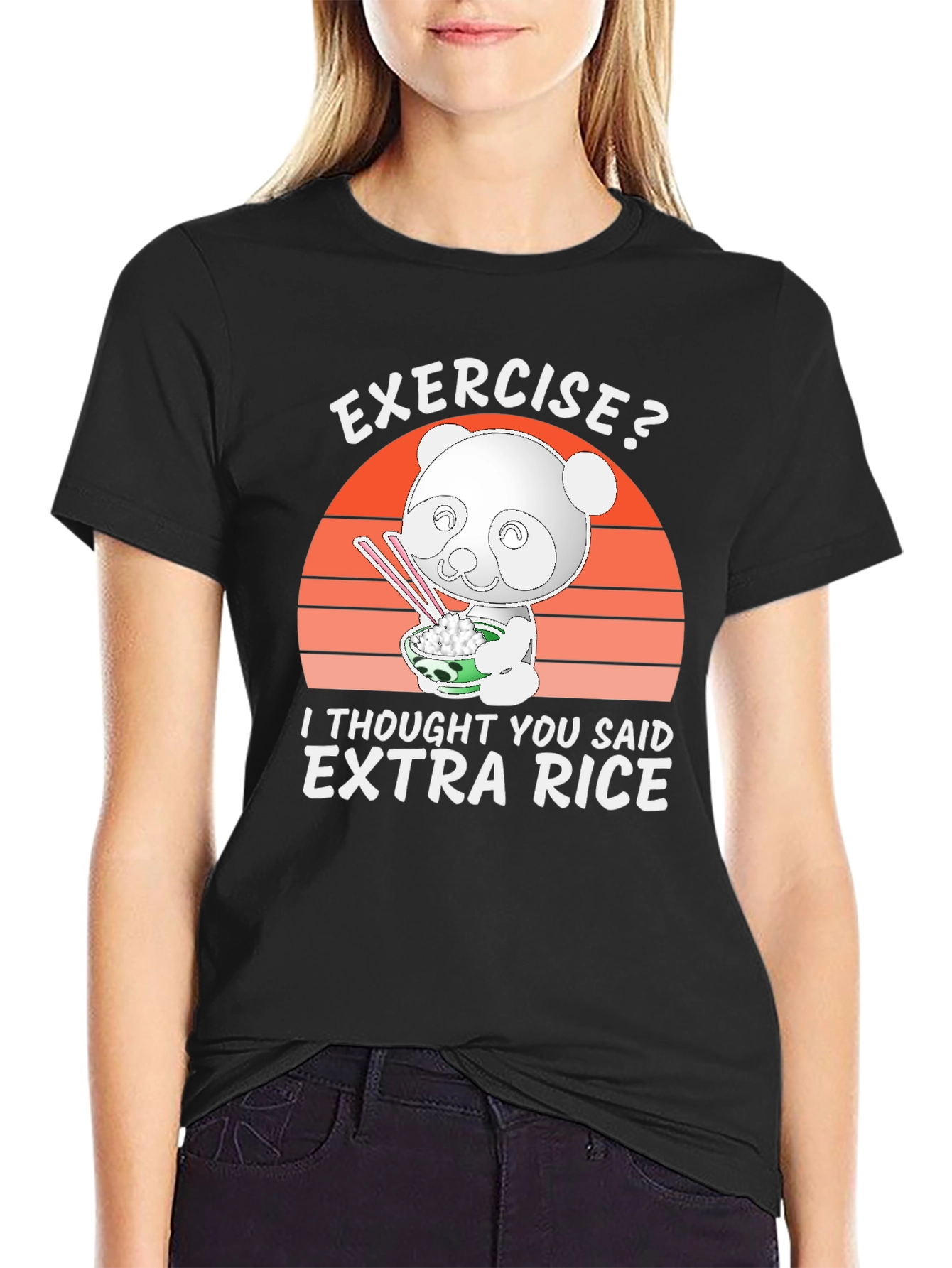 Black Exercise? Extra Rice Panda Graphic Tee view 2