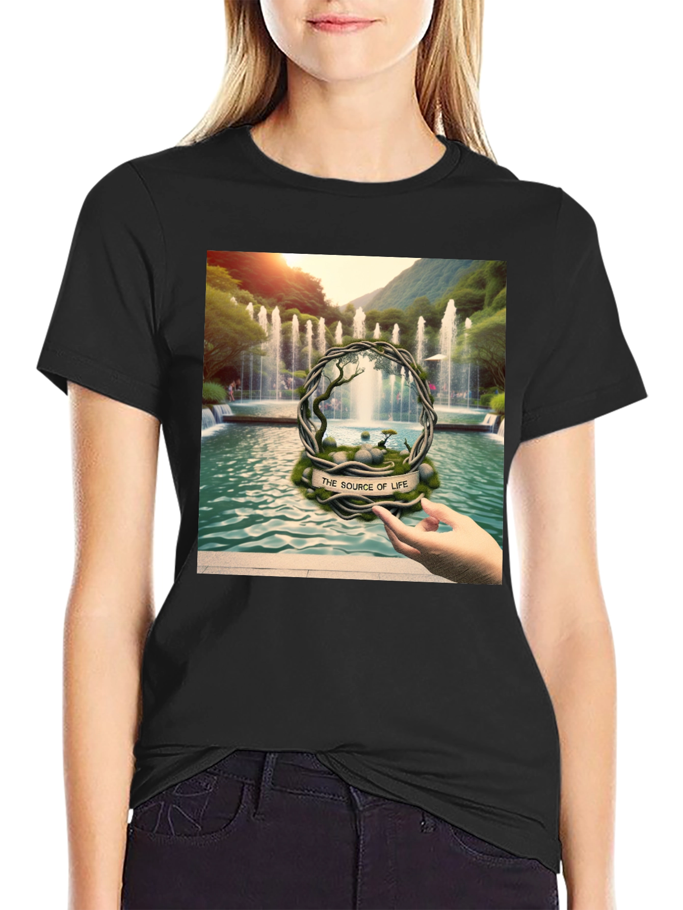 Black Nature's Source T-Shirt - Artistic Design view 2