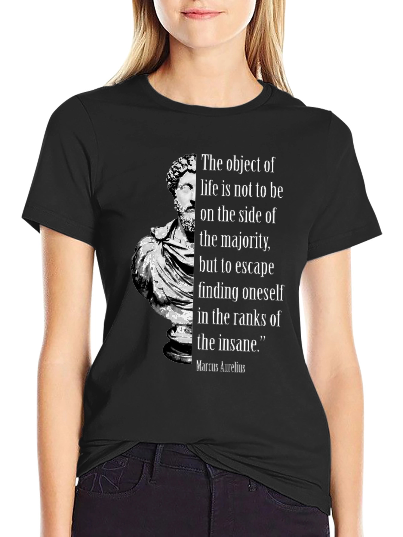 Black Marcus Aurelius Philosophy T-Shirt - Stoic Quote view 2