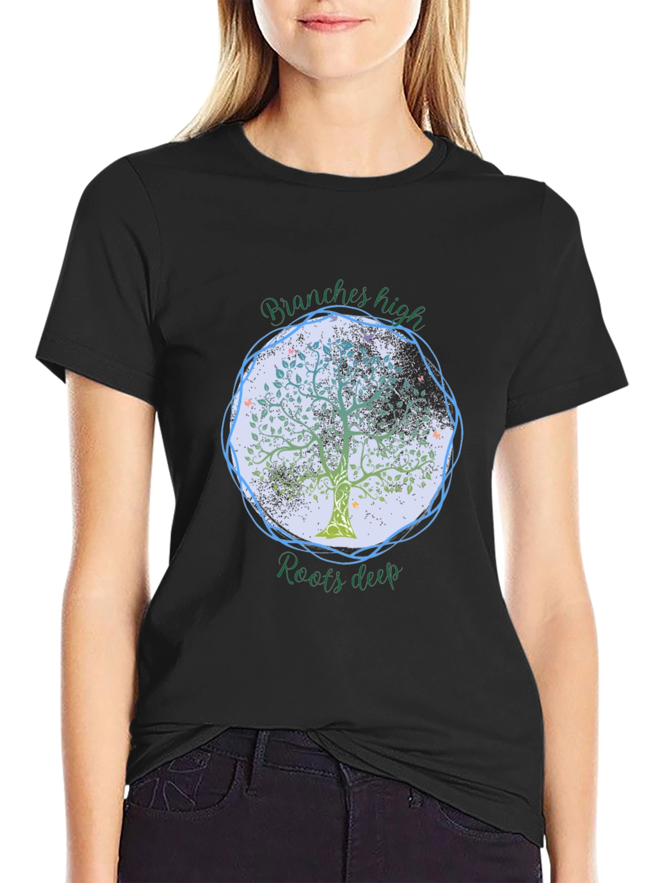 Black Branches High Roots Deep Tree Graphic Tee view 2