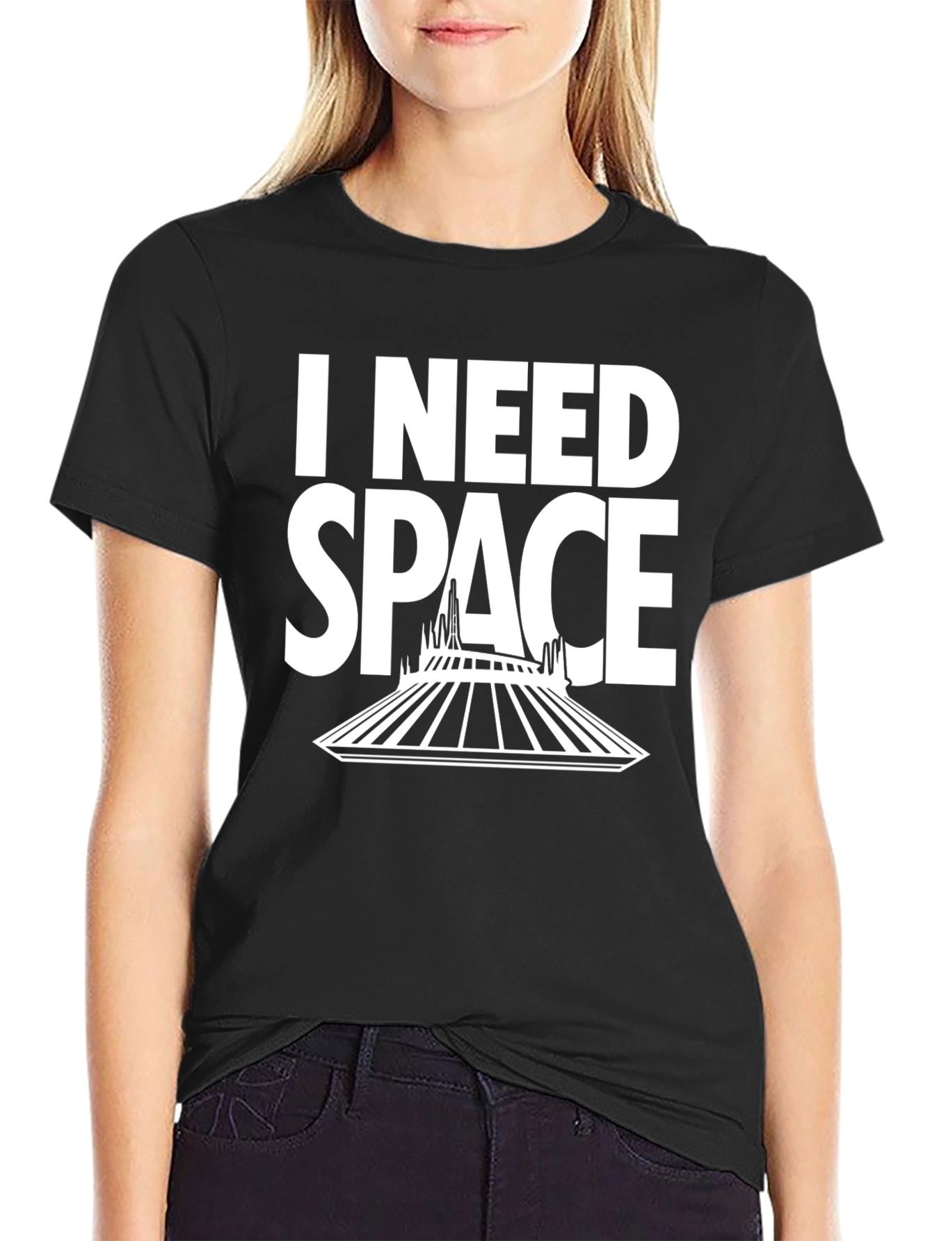 Black I Need Space T-Shirt - Black Cotton Blend view 2