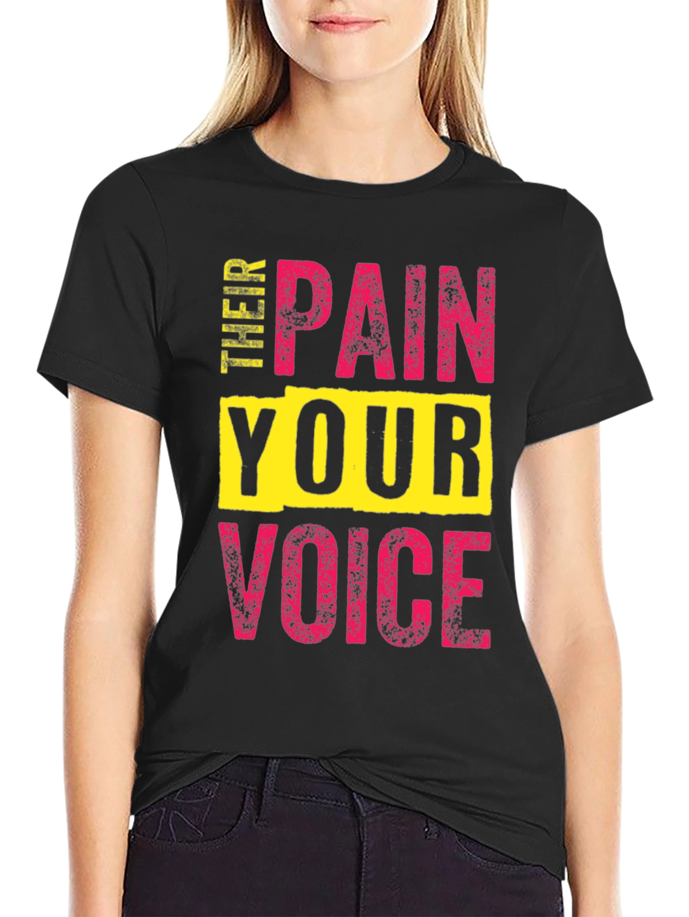 Black Pain Your Voice T-Shirt - Bold Statement Tee view 2