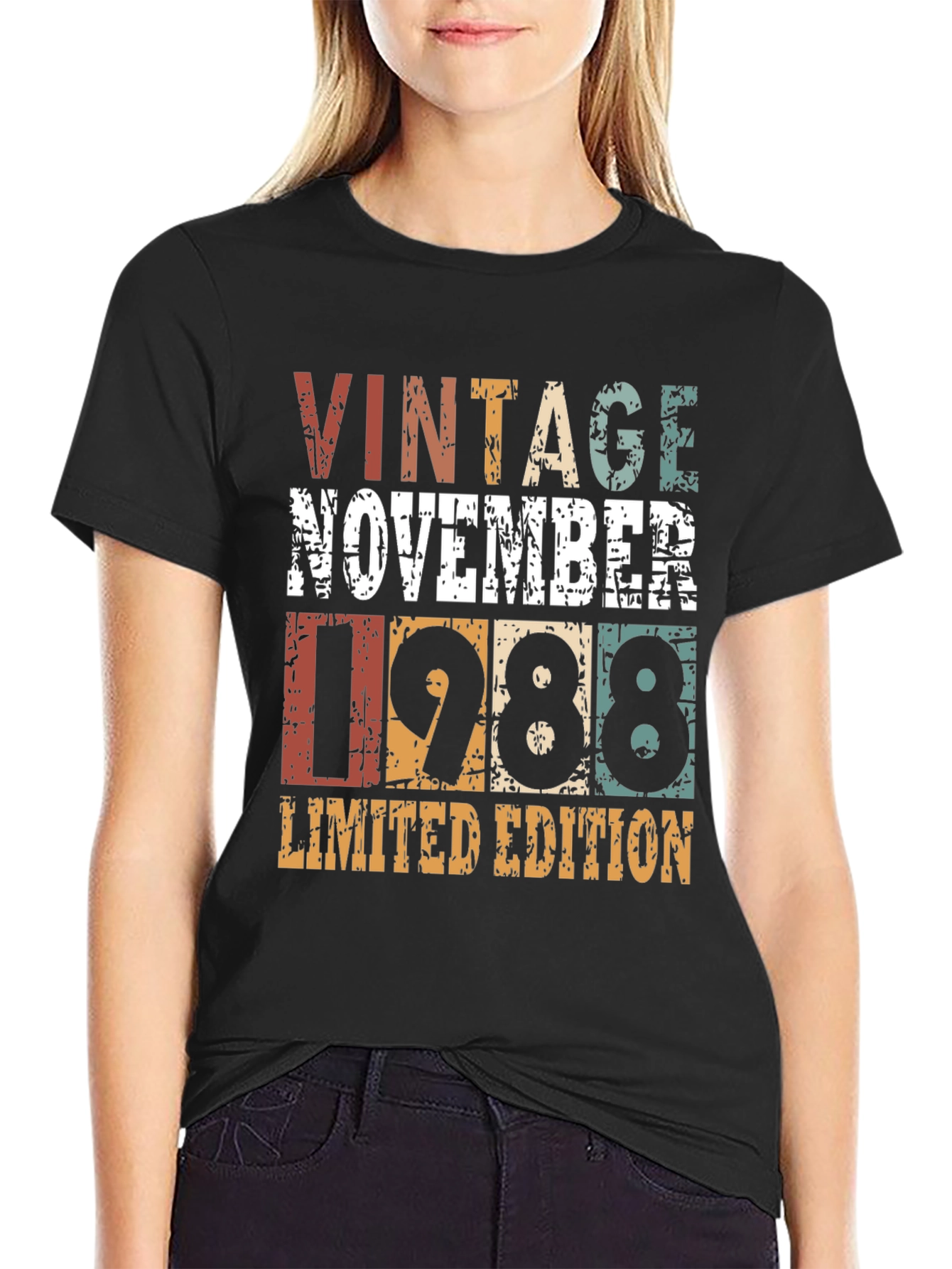 Black Vintage November 1988 Limited Edition Birthday T-Shirt view 2