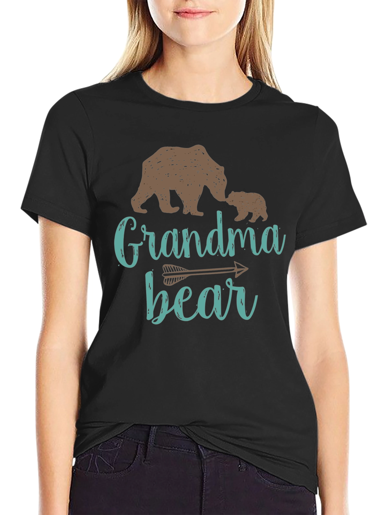 Black Grandma Bear Graphic T-Shirt view 2