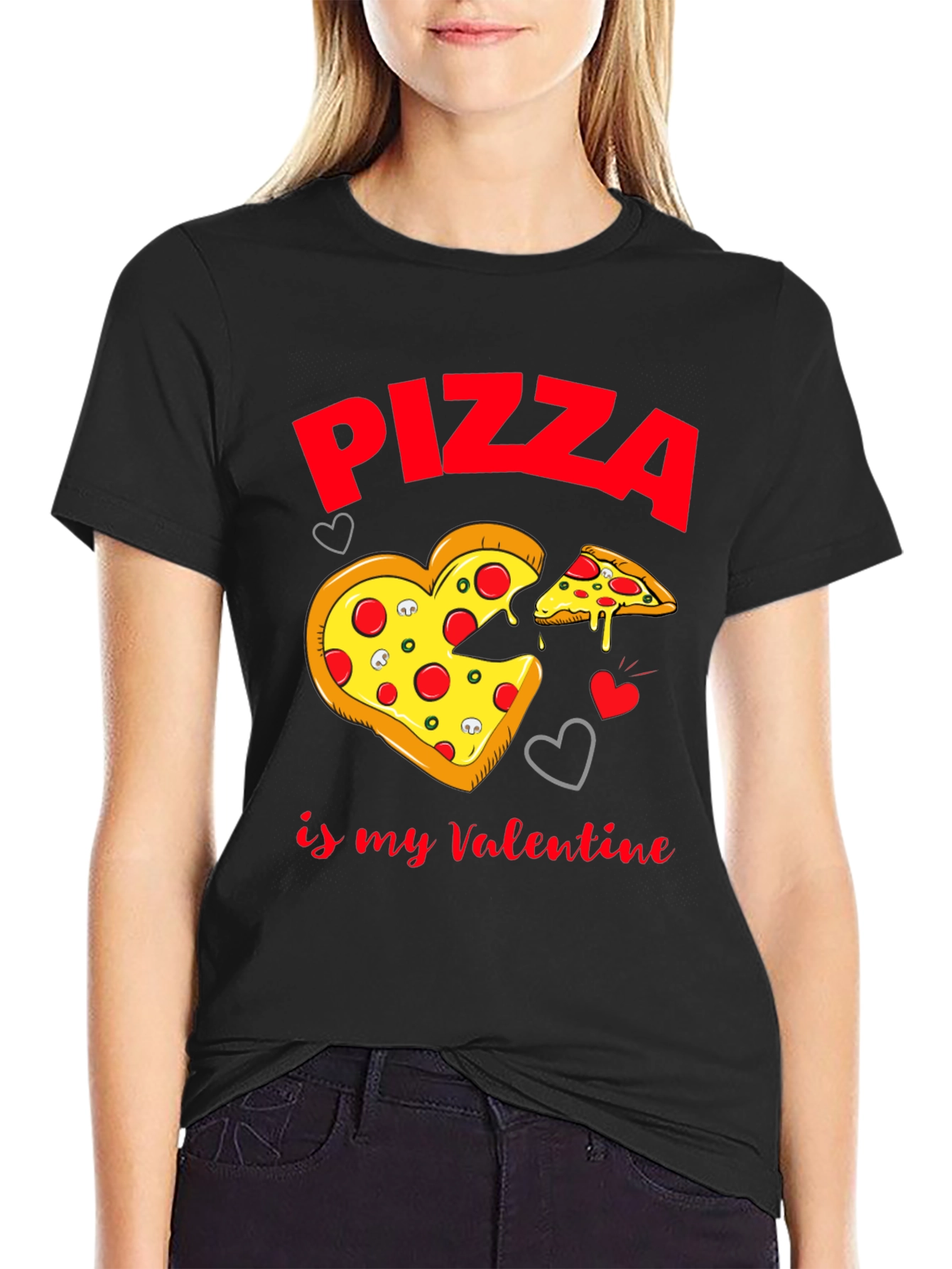 Black Pizza My Valentine Black T-Shirt view 2