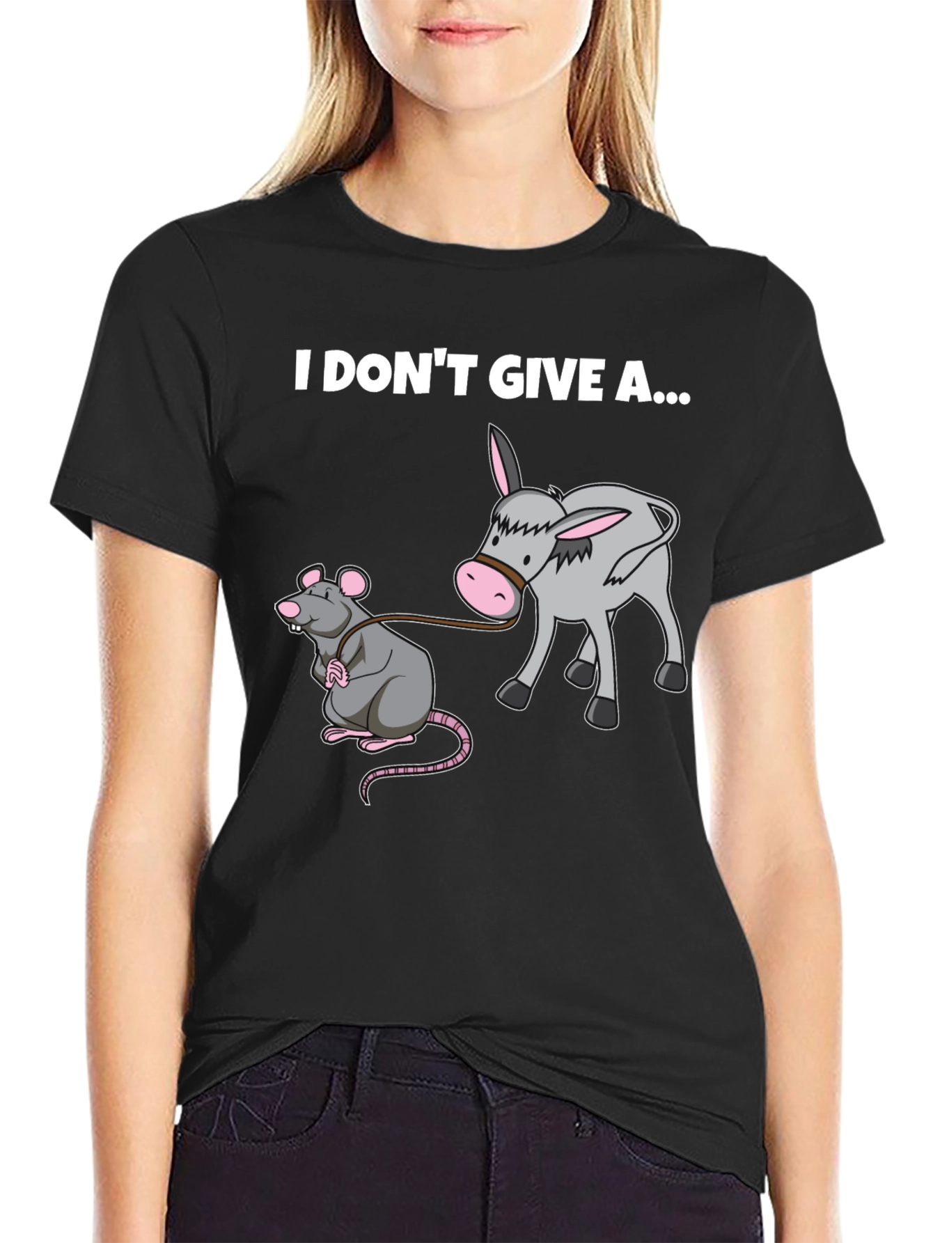 Black I Don't Give a Rat's Donkey T-Shirt view 2