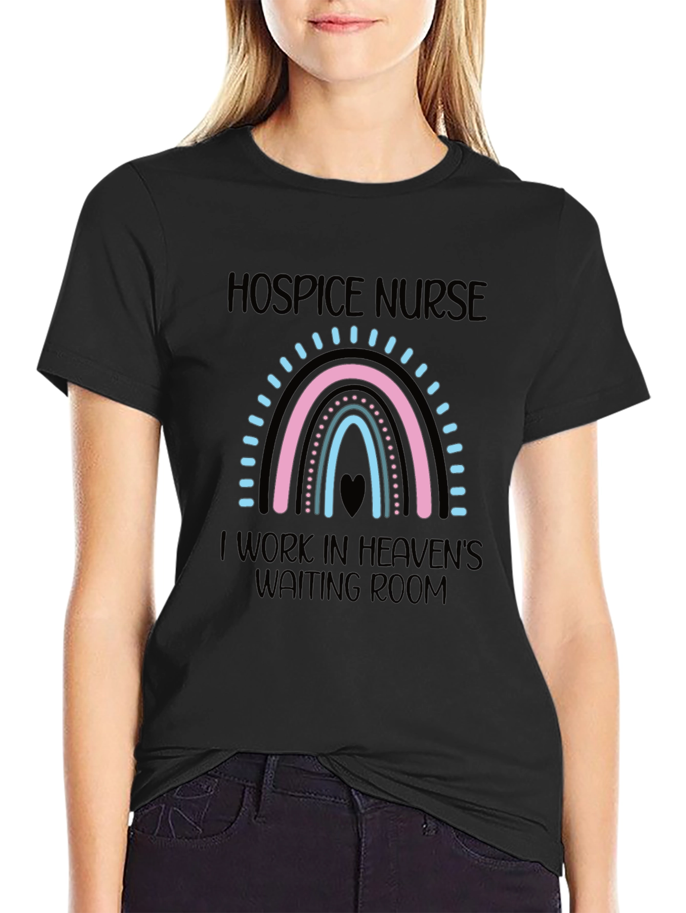 Hospice Nurse Heaven's Waiting Room Black T-Shirt - 2