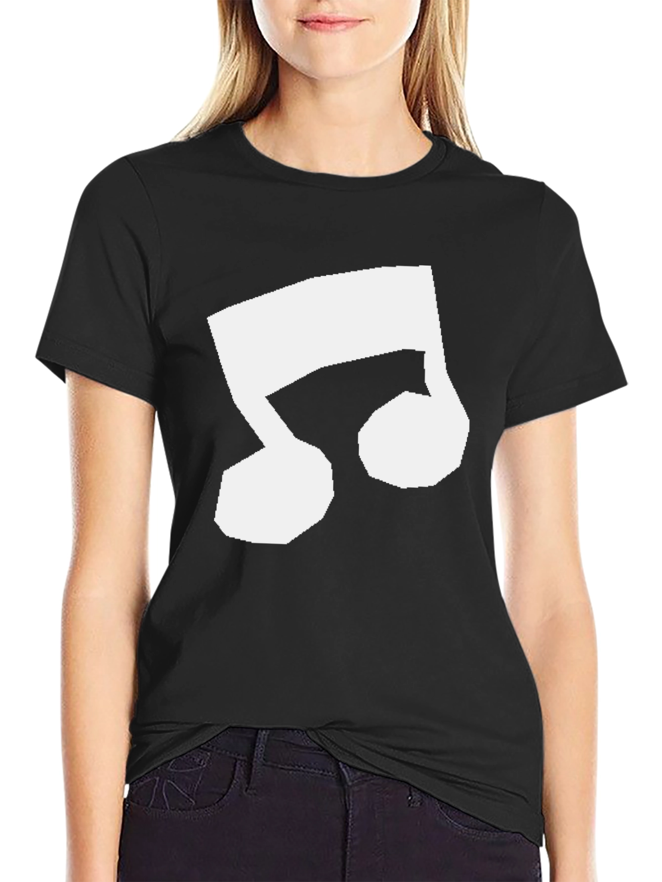 Black Music Note Graphic Tee - Black Casual Shirt view 2