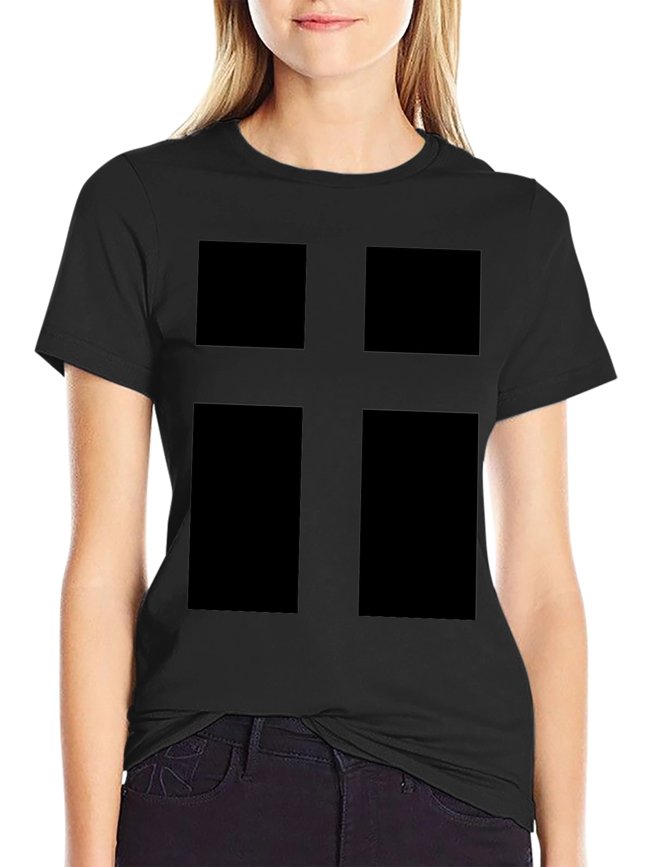 Black Modern Cross Graphic Tee - Black view 2