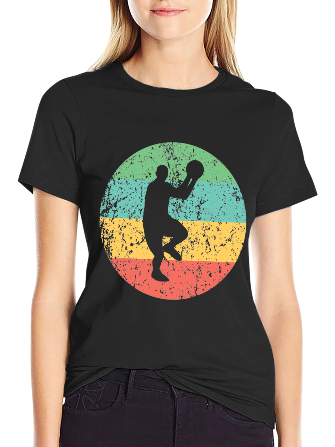 Black Retro Basketball Player Graphic Tee view 2