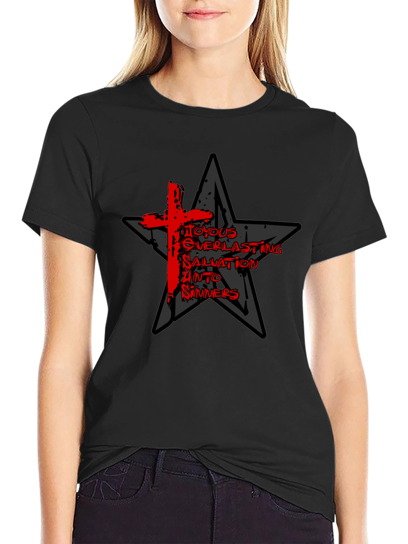 Black Joyous Salvation Graphic T-Shirt view 2
