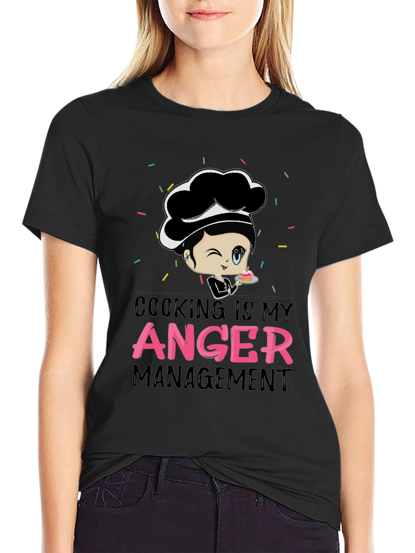 Black Cooking Is My Anger Management T-Shirt view 2