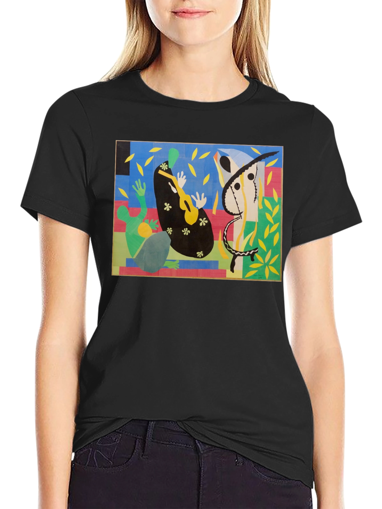 Black Abstract Art T-Shirt - Henri Matisse Inspired view 2