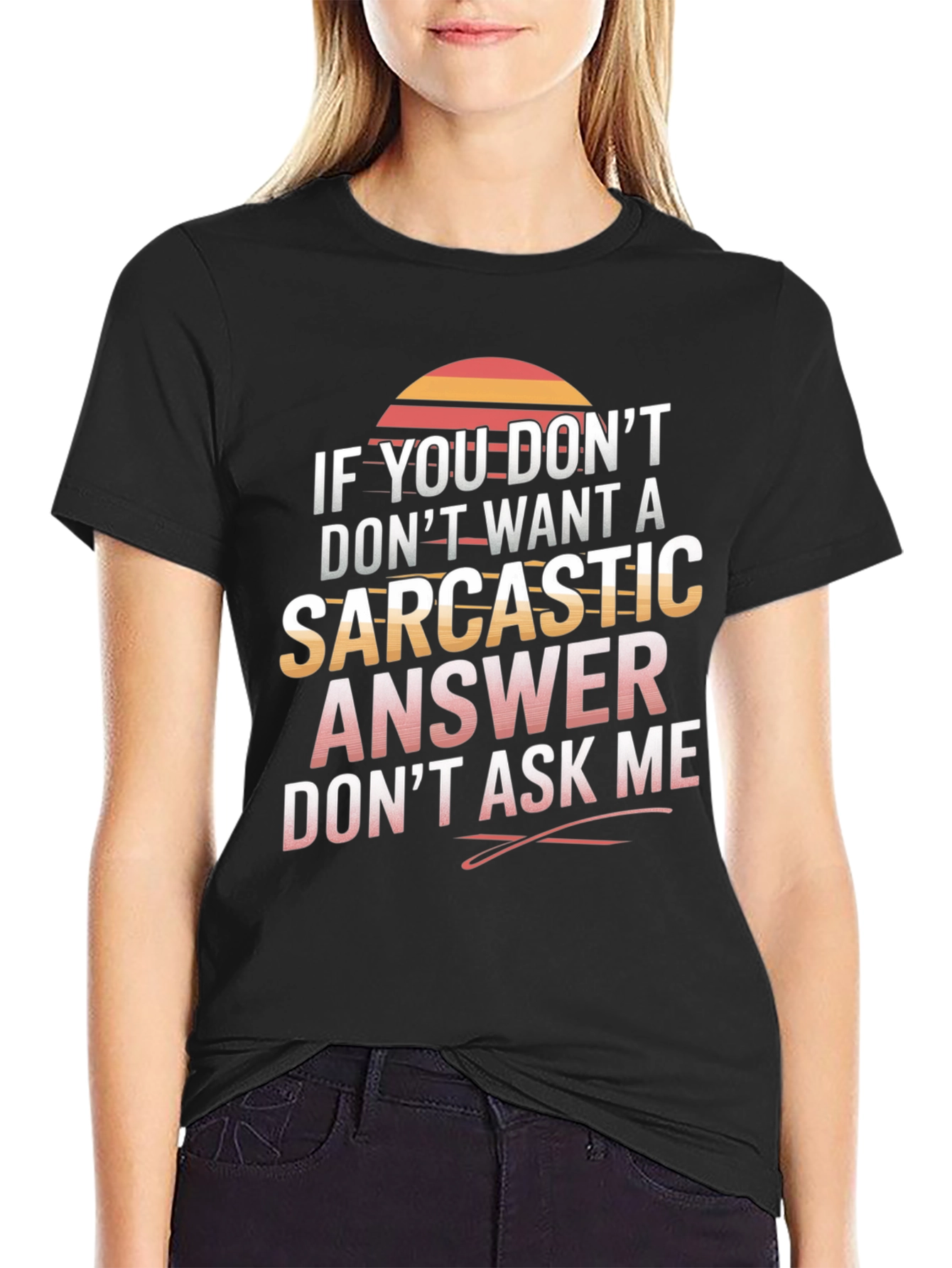 Black Sarcastic Answer Graphic T-Shirt - Funny Statement Tee view 2