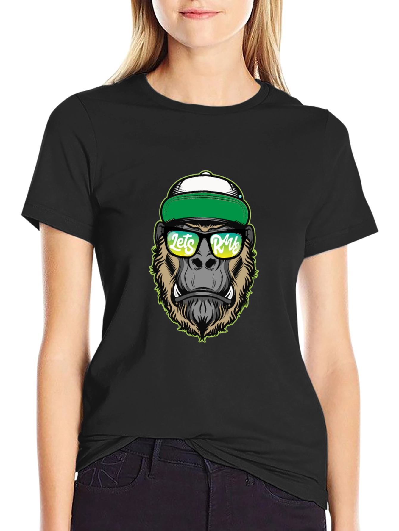 Black Cool Gorilla Graphic Tee - Lets Rage T-Shirt view 2