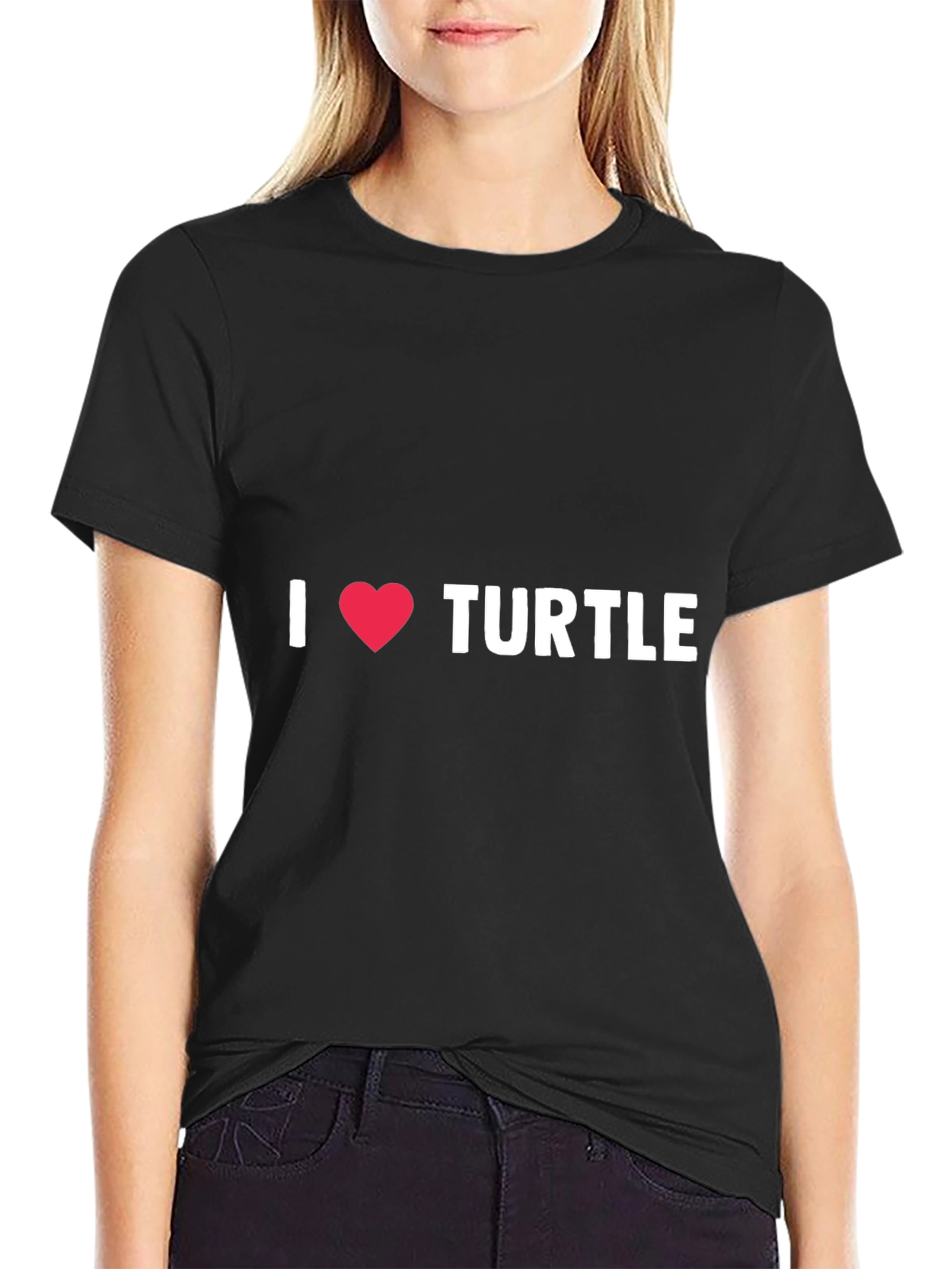 Black I Love Turtles T-Shirt - Black Cotton view 2