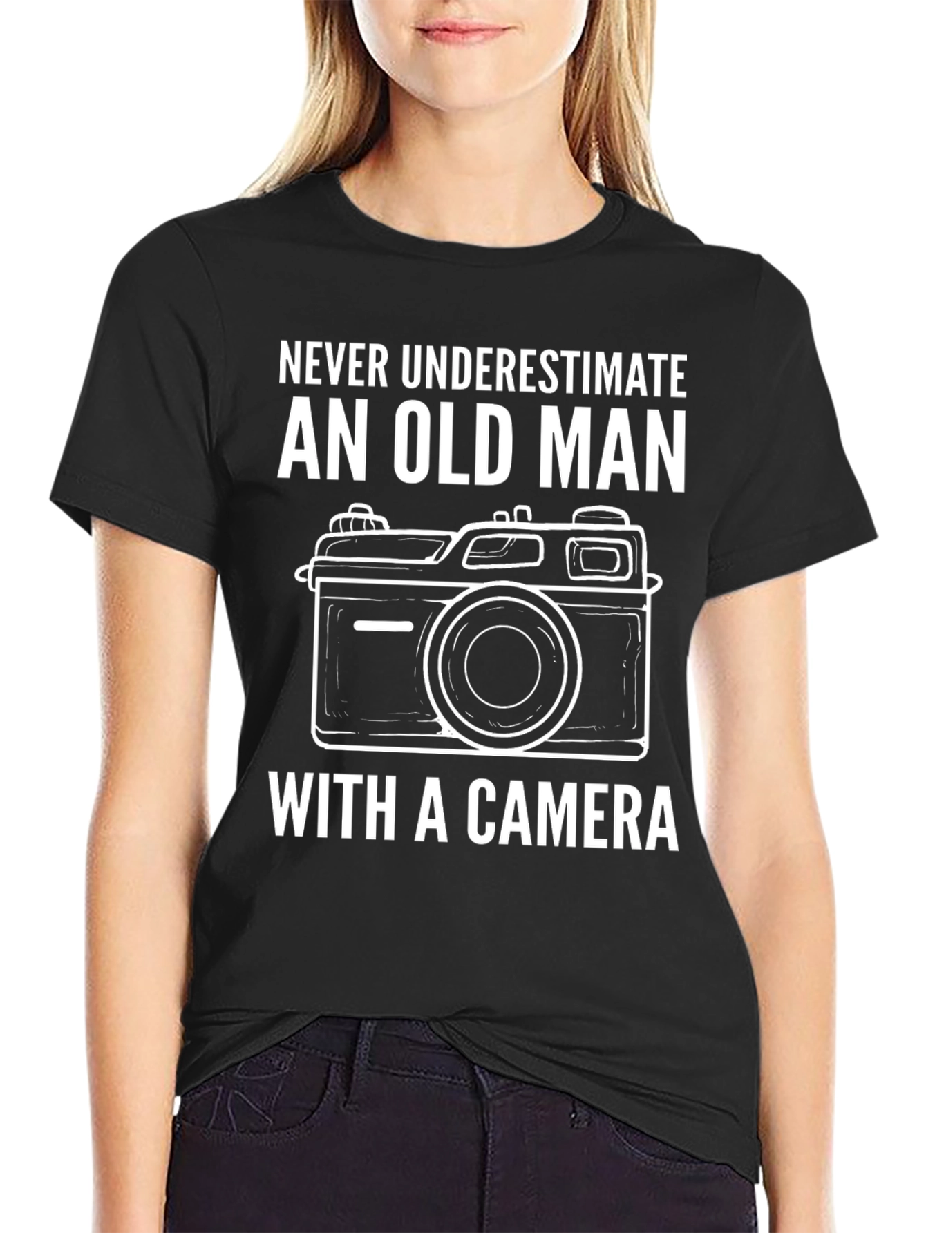 Black Old Man Camera T-Shirt - Photography Gift view 2
