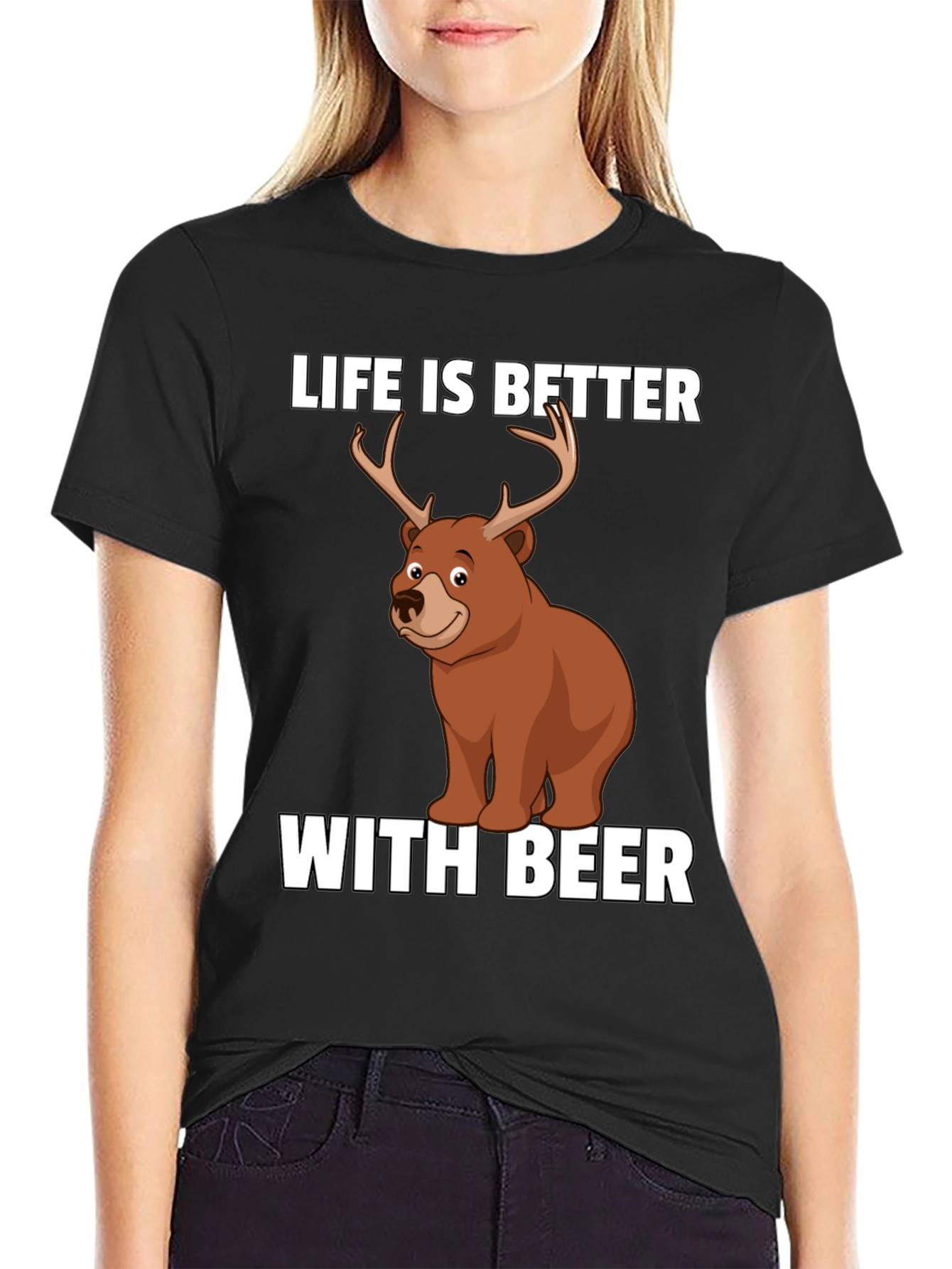 Black Life is Better with Beer Funny Graphic T-Shirt view 2