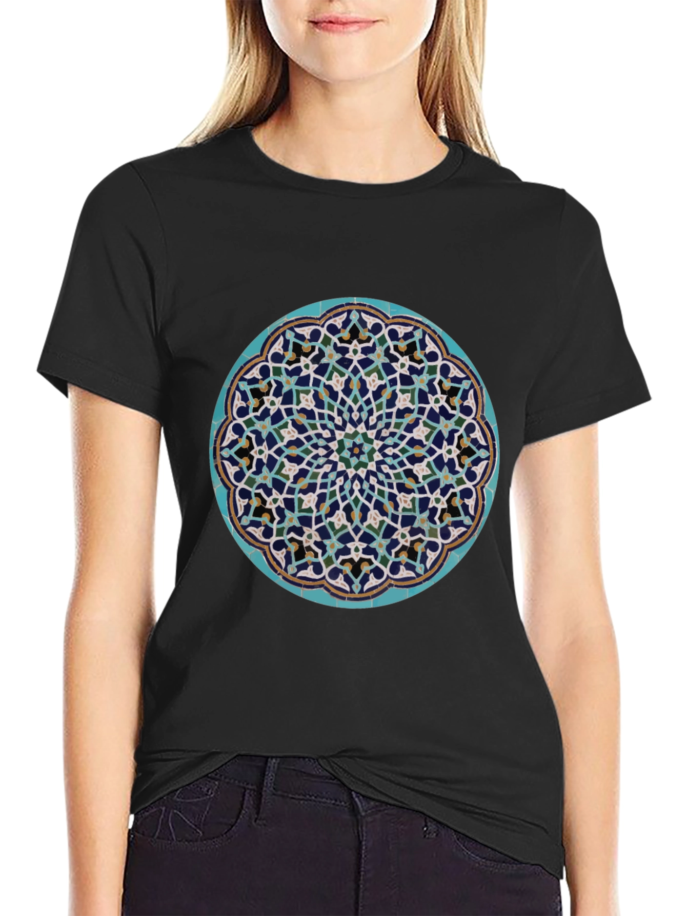 Black Geometric Medallion T-Shirt view 2
