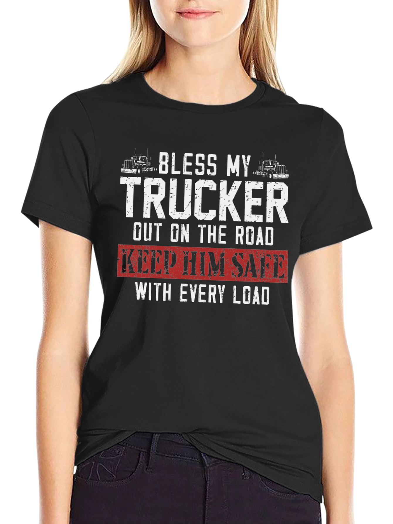 Black Bless My Trucker Graphic Tee view 2