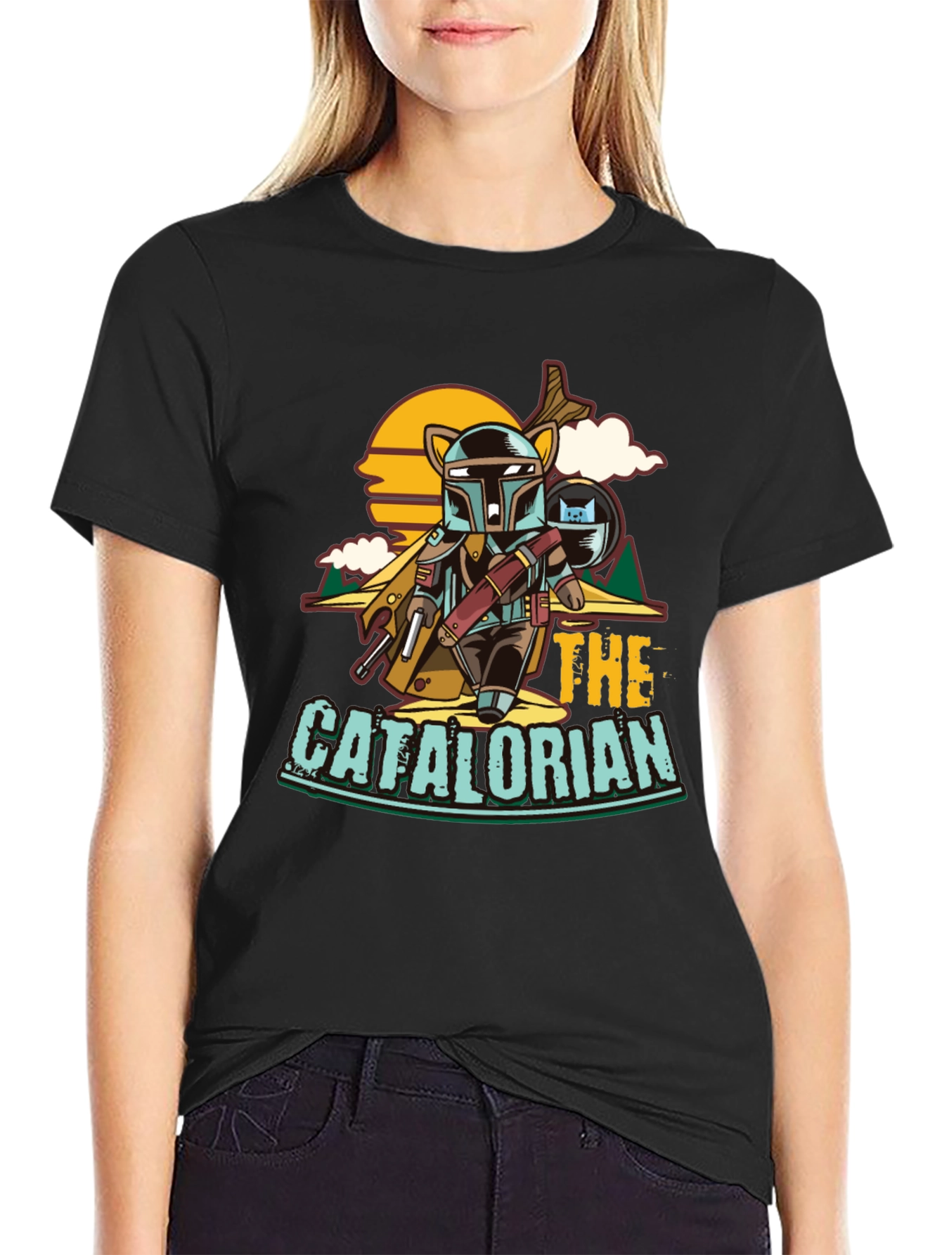 Black The Catalorian Funny T-Shirt view 2