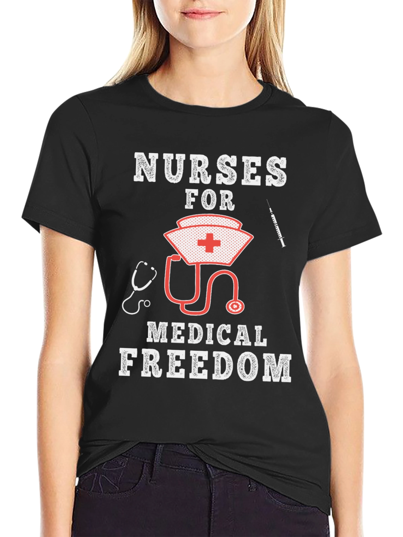 Black Nurses for Medical Freedom Graphic Tee view 2