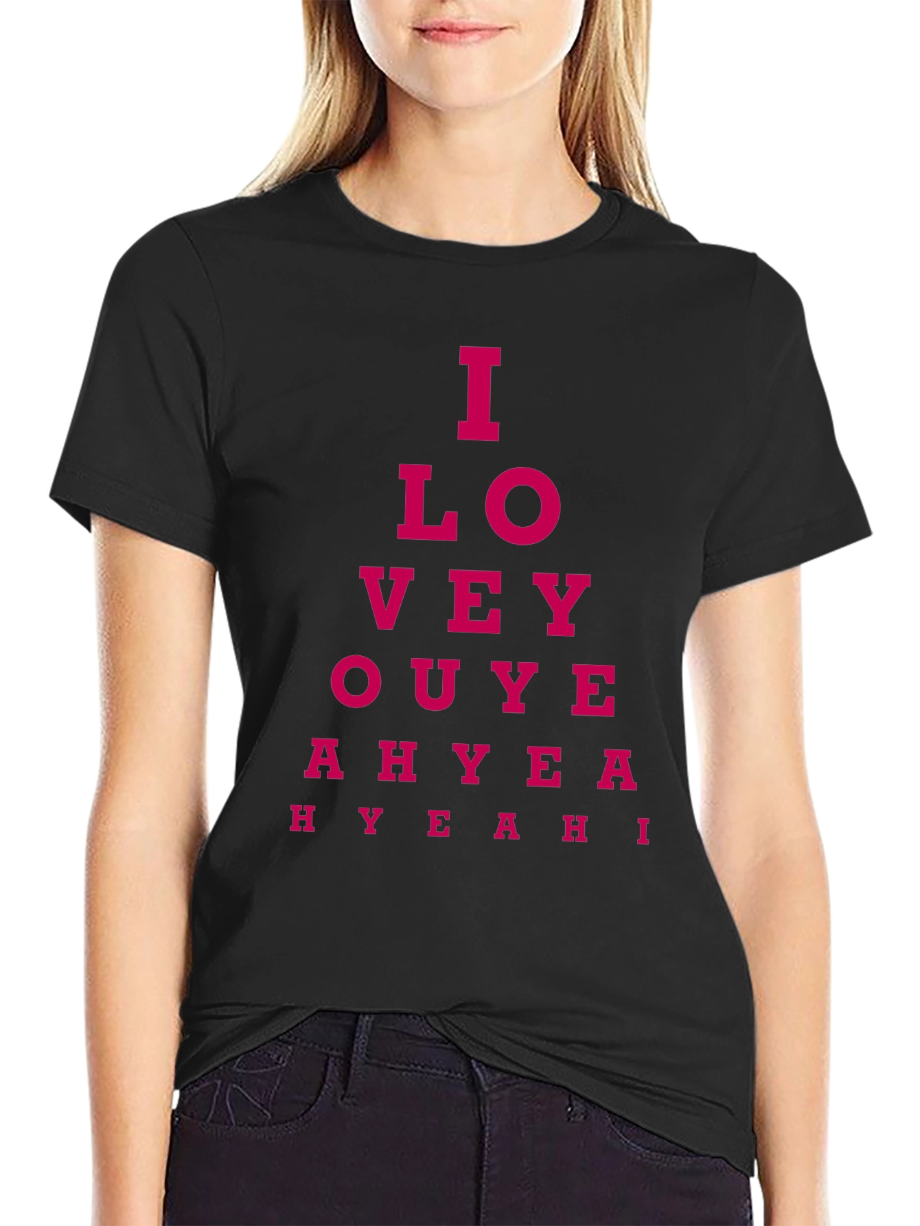 Black I Love You, Yeah! Eye Chart T-Shirt - Black view 2