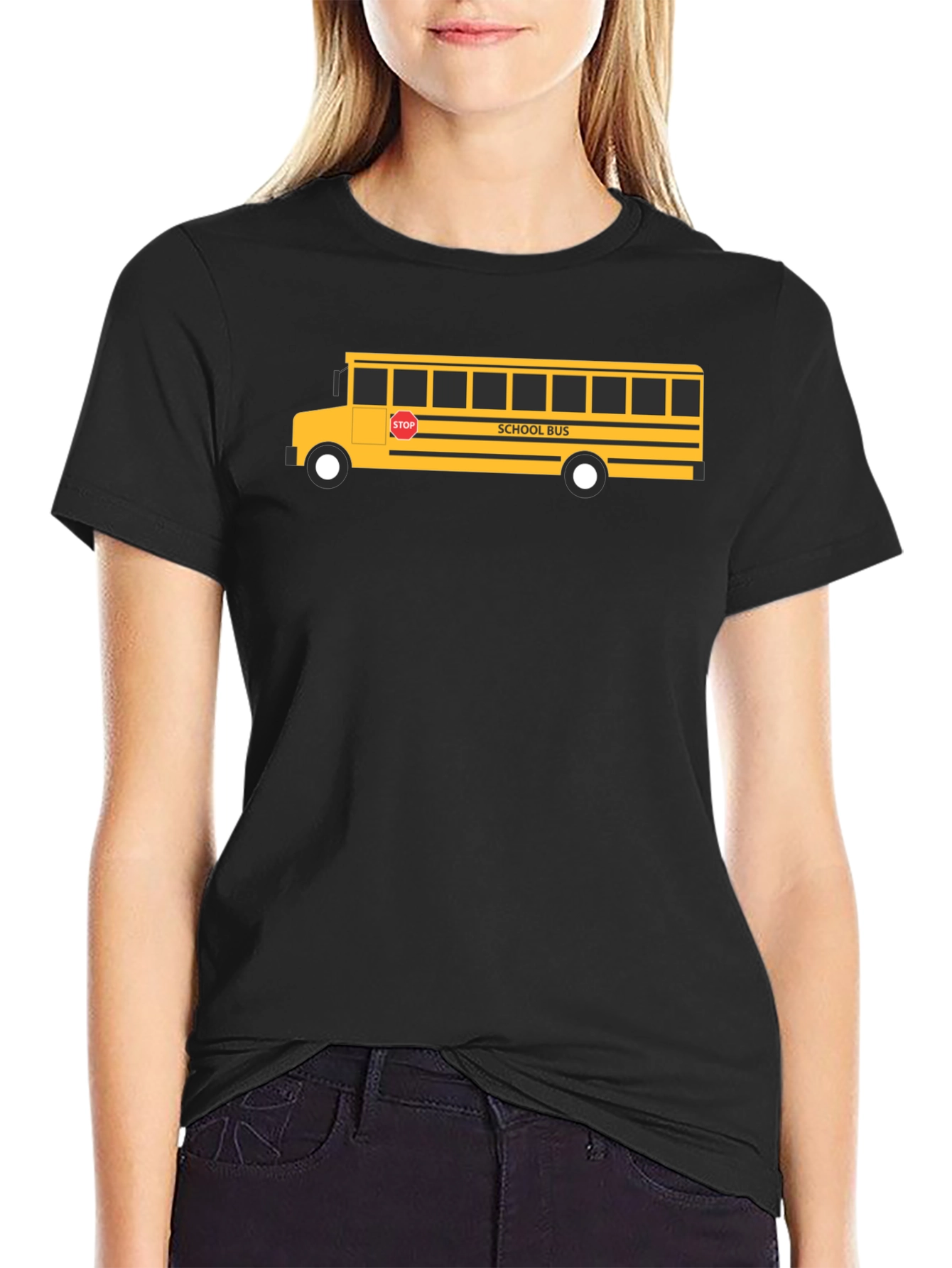 Black School Bus Graphic Tee - Black Unisex T-Shirt view 2