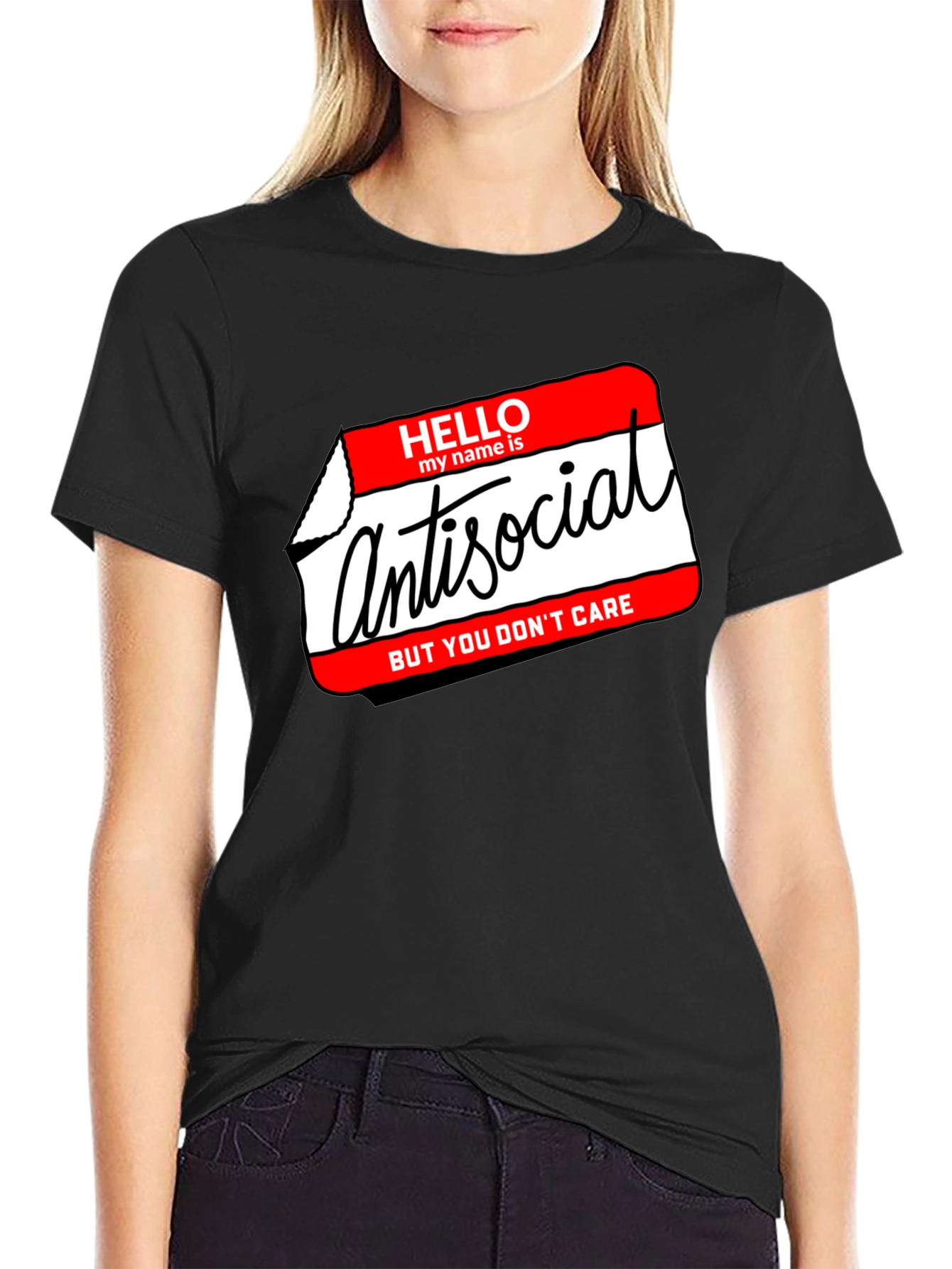 Black Antisocial Graphic T-Shirt - Hello My Name Is view 2