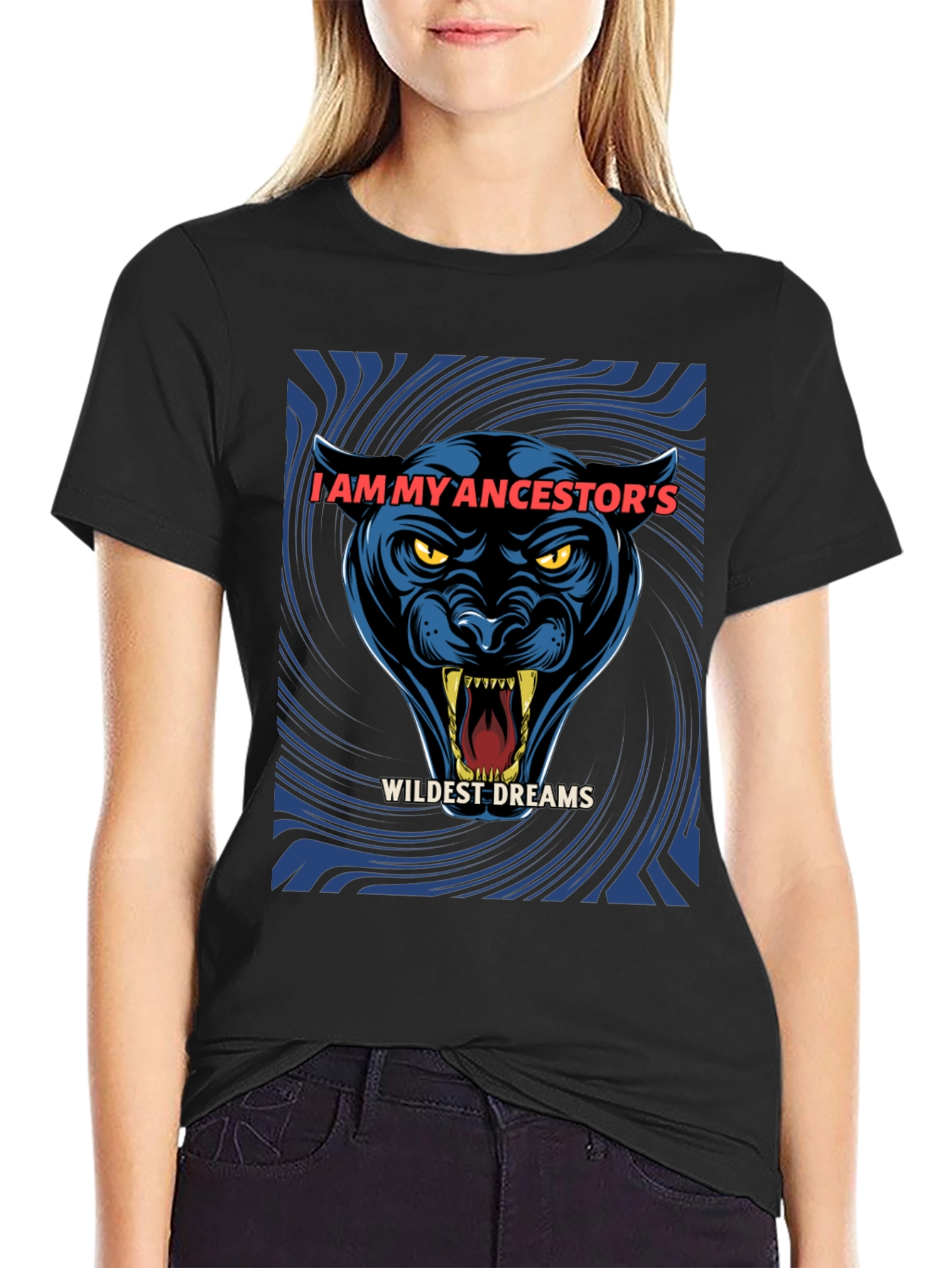 Black Ancestor's Wildest Dreams Black Panther Graphic T-Shirt view 2