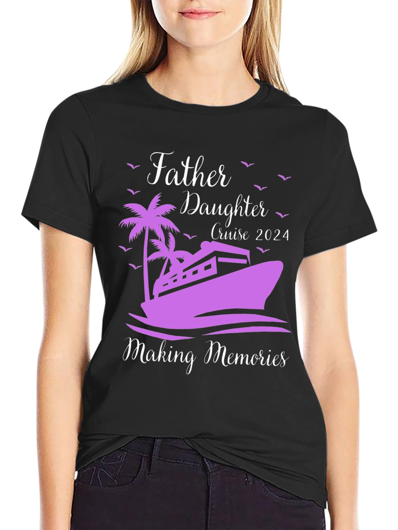 Black Father Daughter Cruise 2024 T-Shirt view 2