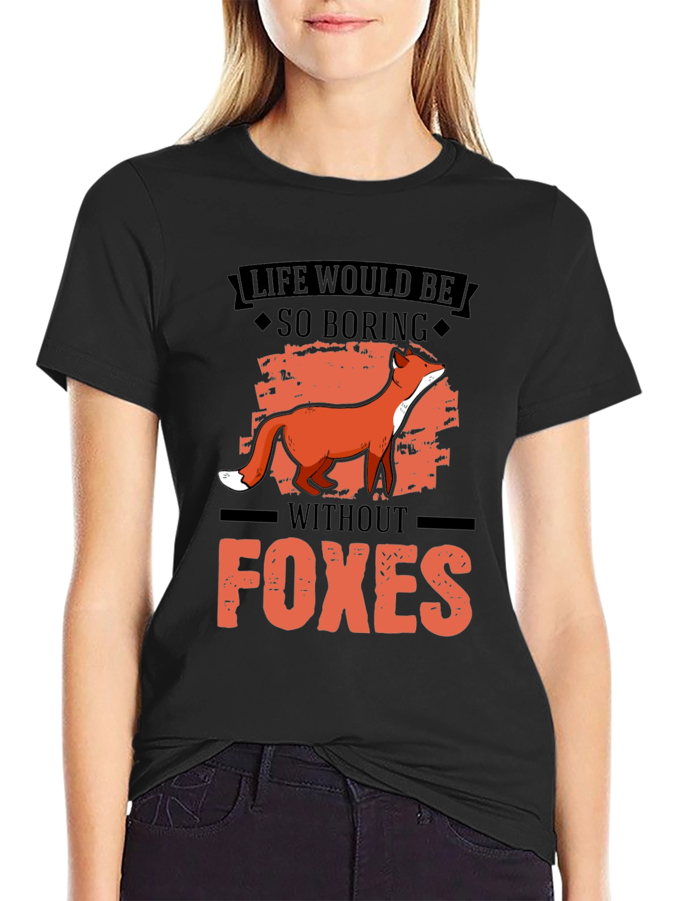 Black Life Would Be So Boring Without Foxes Graphic Tee view 2