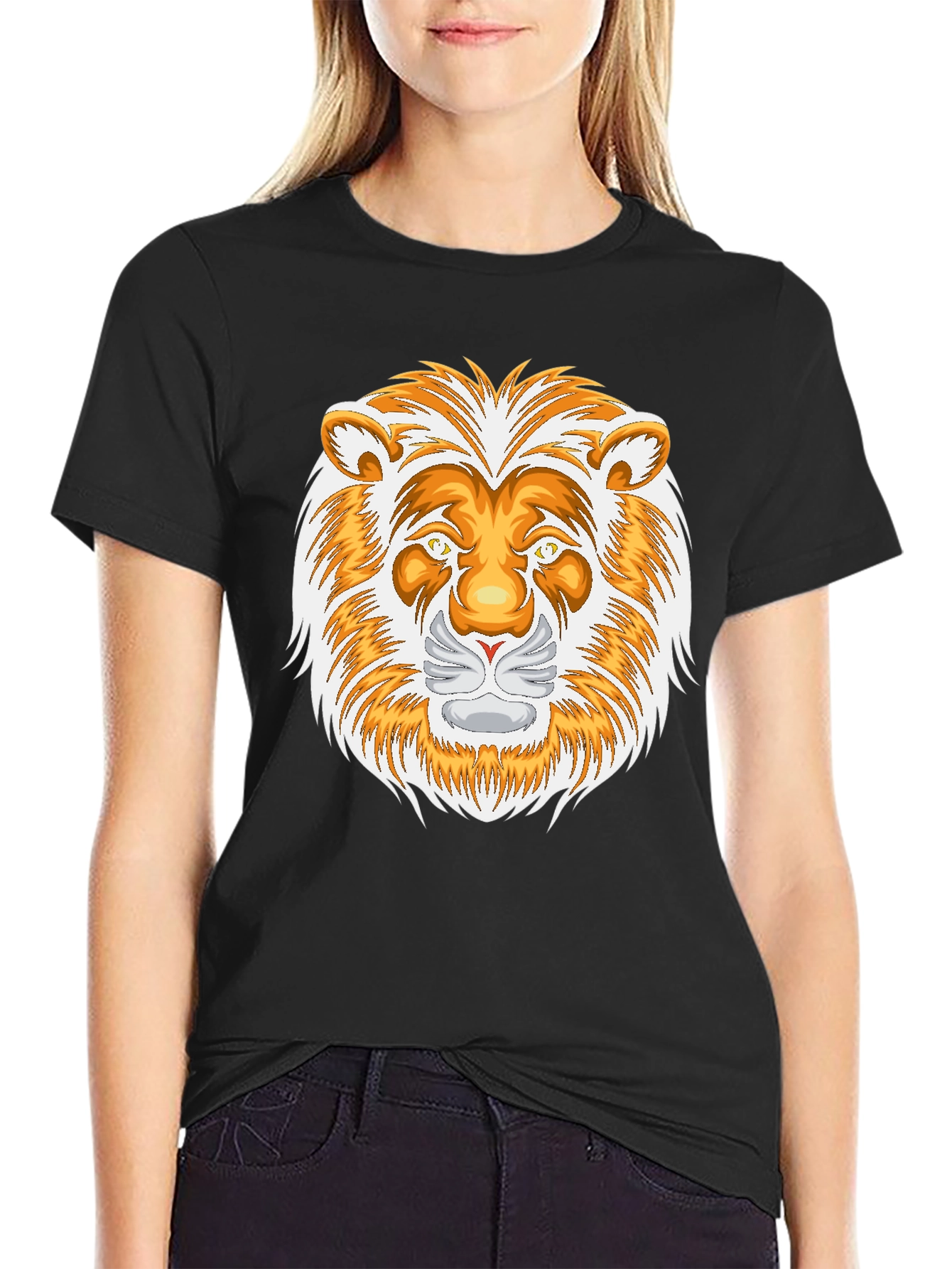 Black Lion Graphic Black T-Shirt view 2