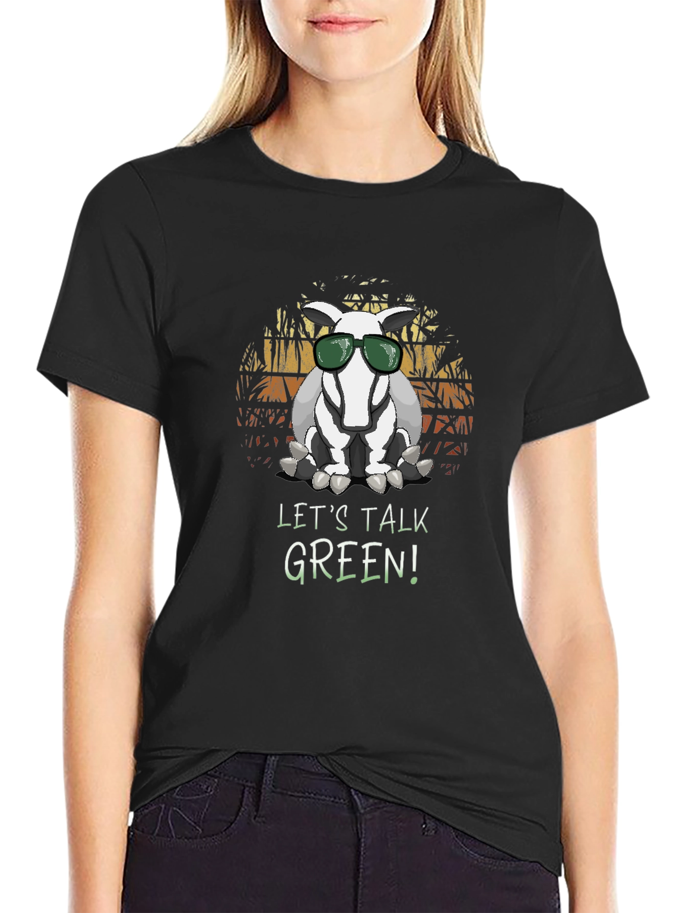 Black Cool Aardvark 'Let's Talk Green' T-Shirt view 2