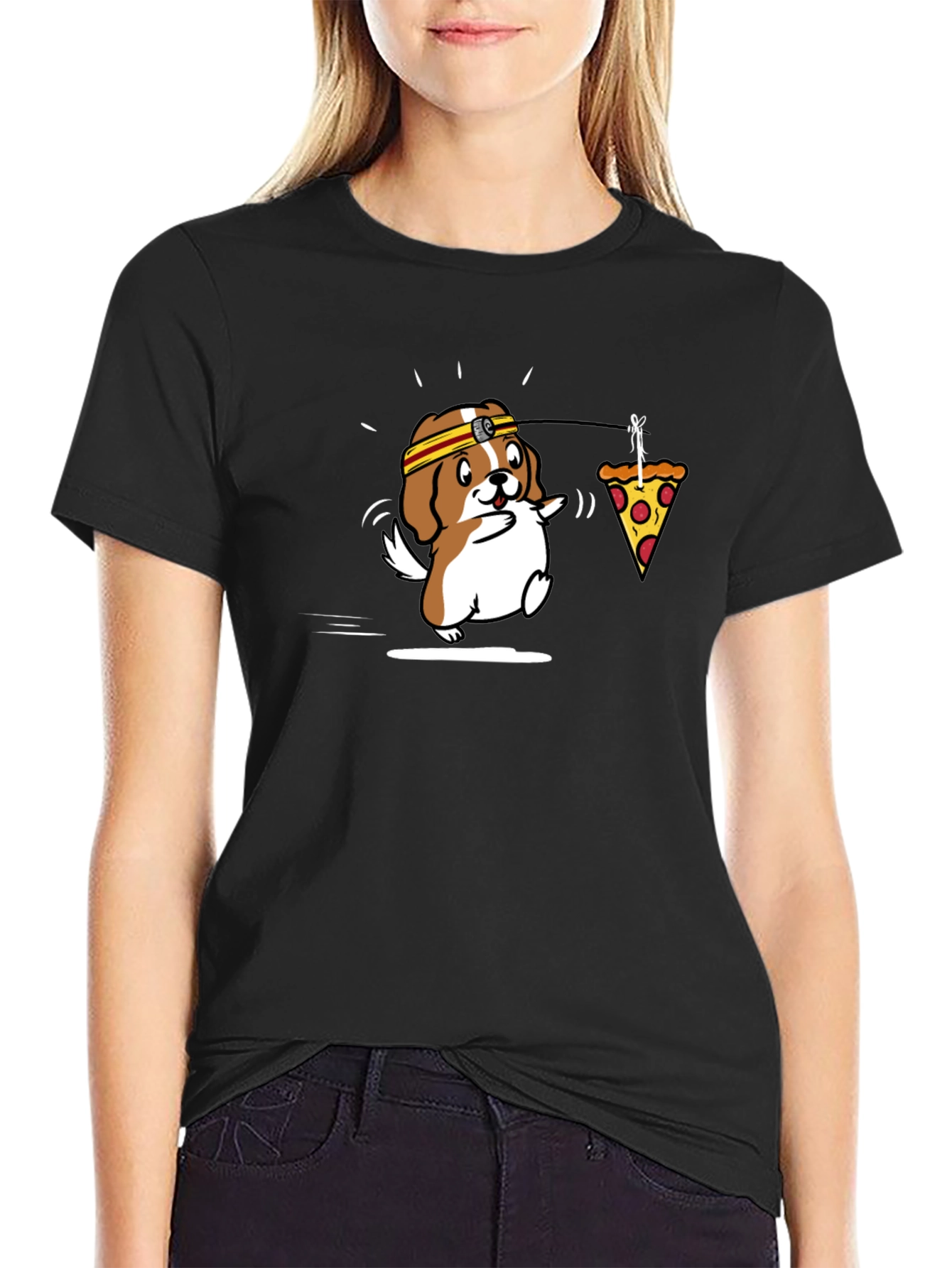 Black Dog Pizza Headband T-Shirt view 2