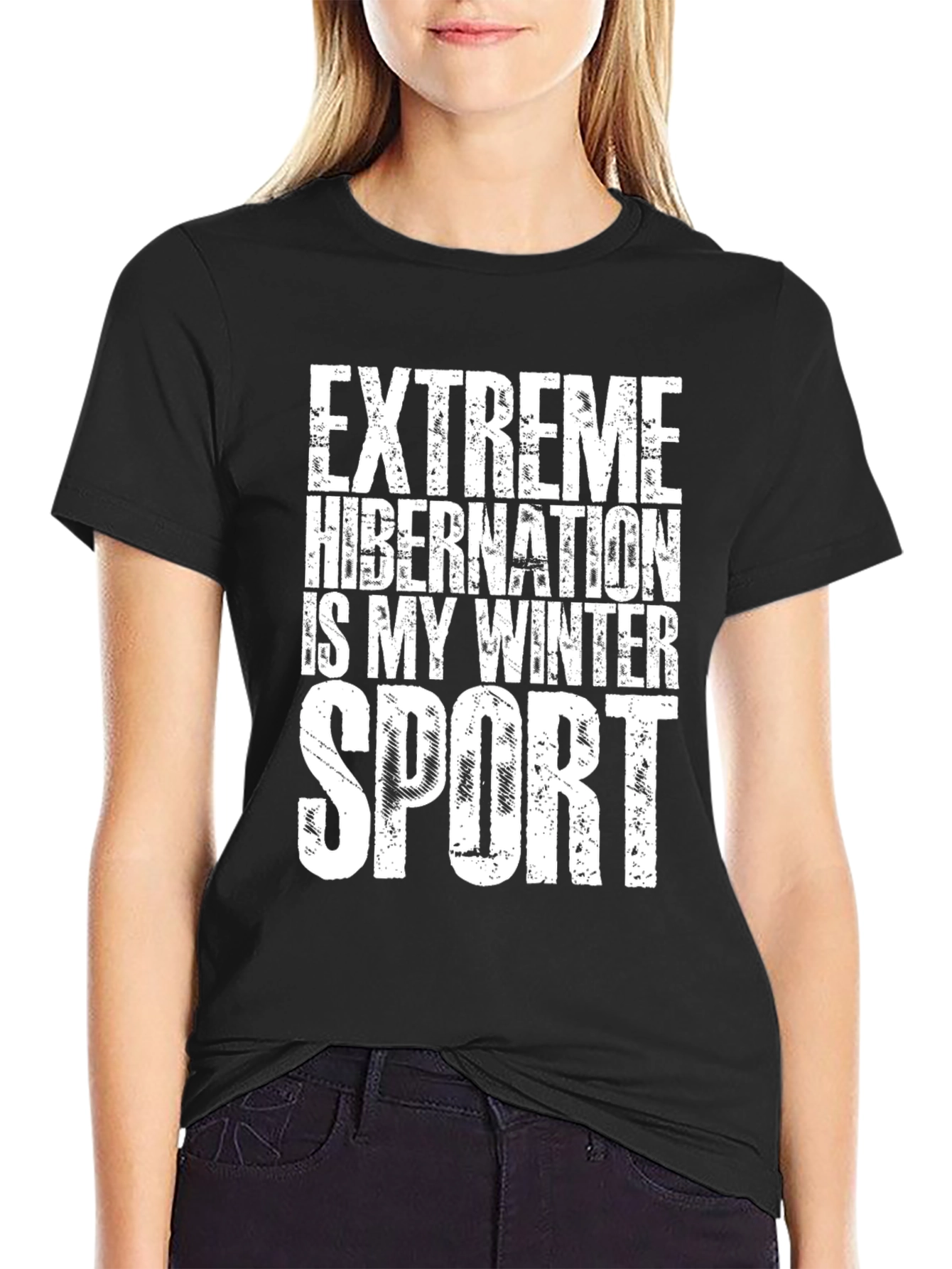 Black Extreme Hibernation Winter Sport Black T-Shirt view 2