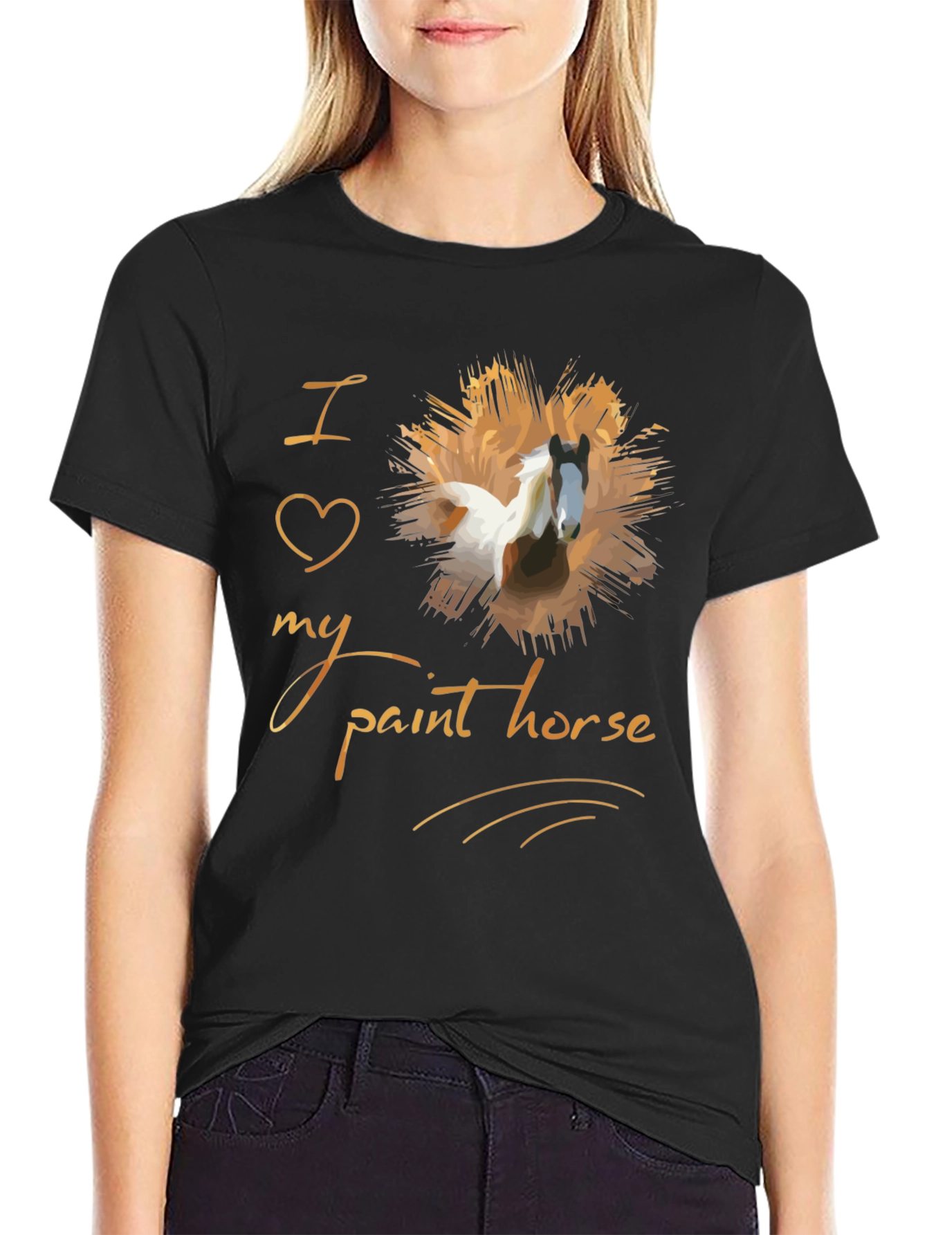 Black I Love My Paint Horse T-Shirt - Unisex Graphic Tee view 2