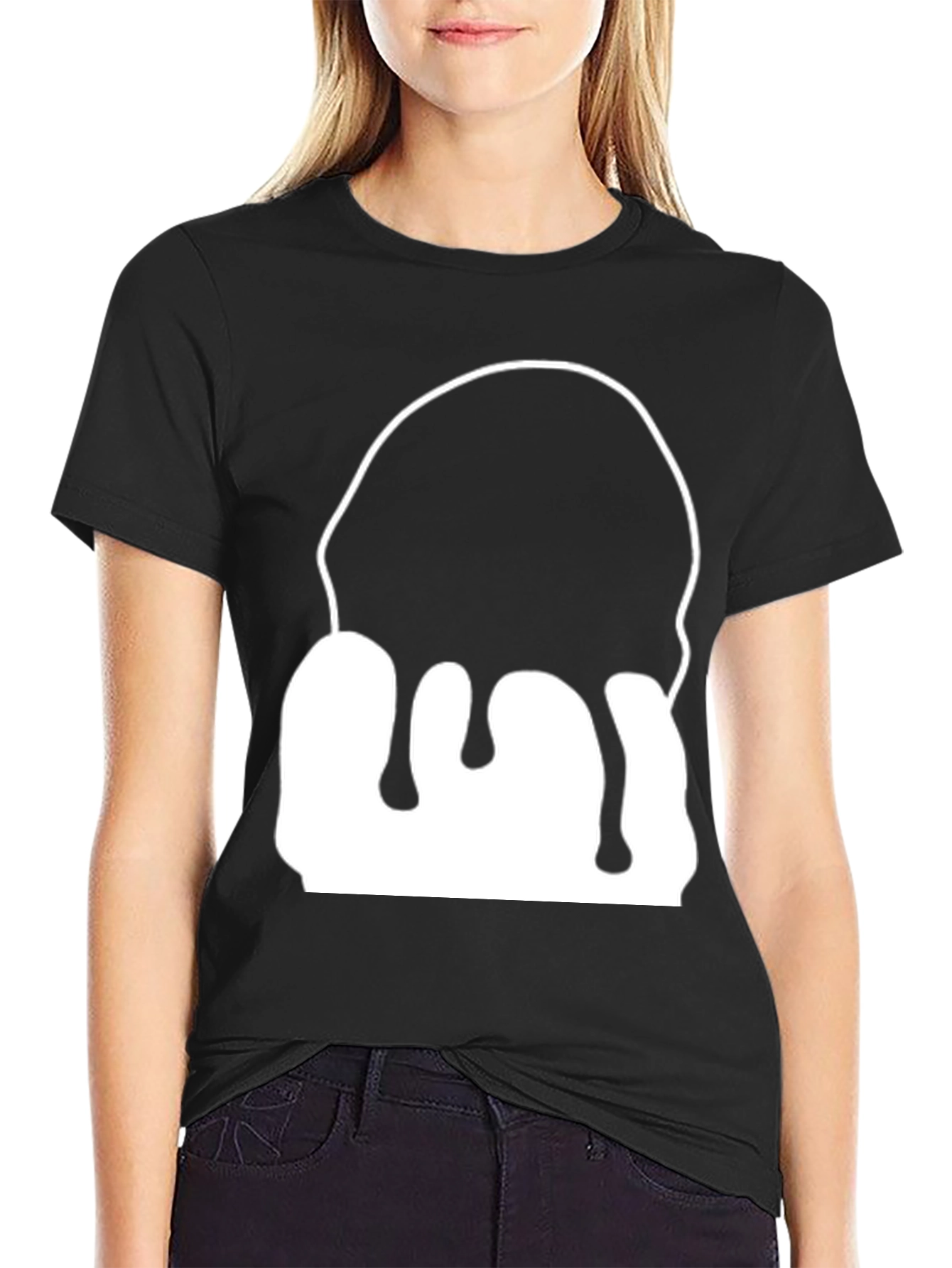 Black Abstract Drip Graphic T-Shirt - Modern Art Tee view 2